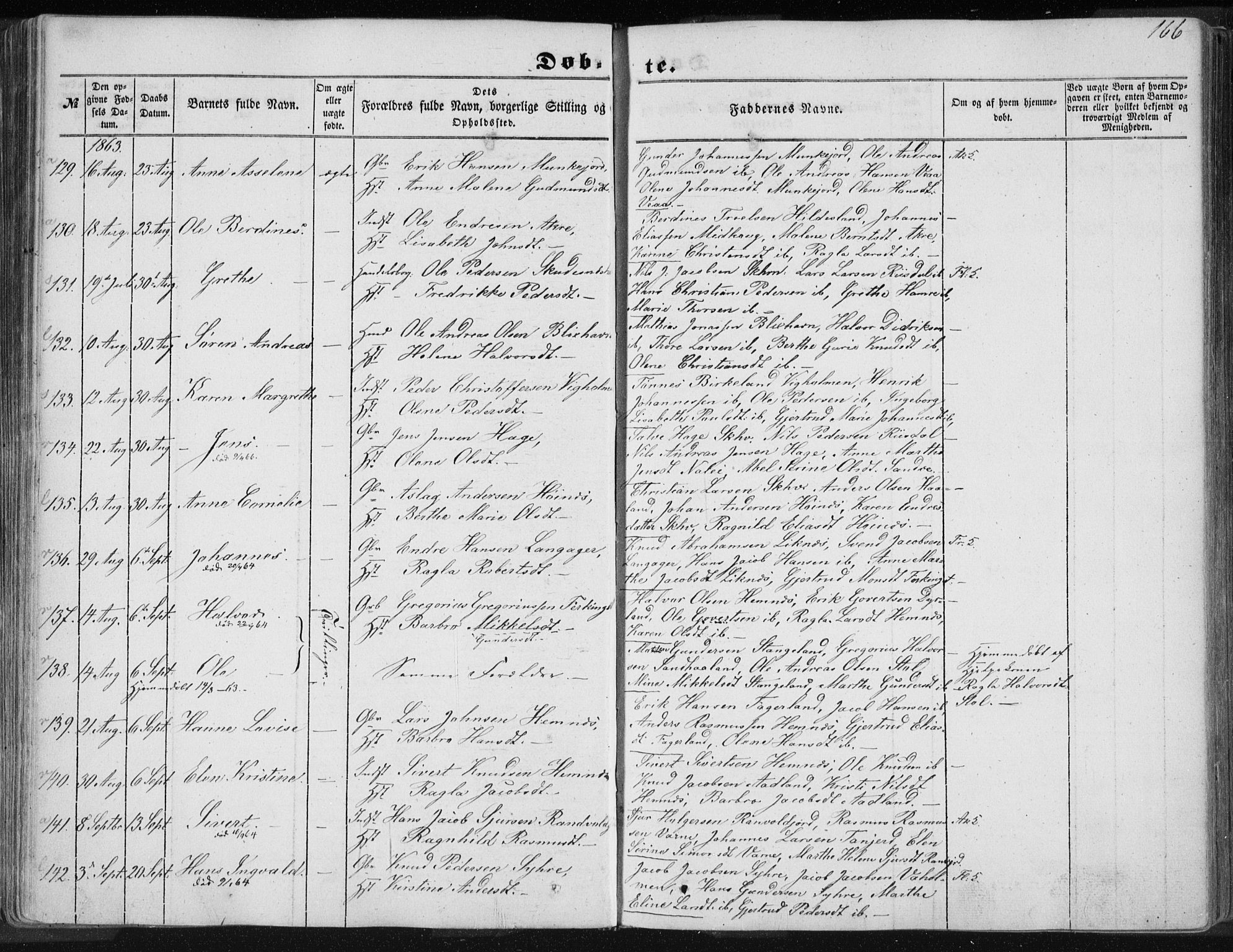 Skudenes sokneprestkontor, SAST/A -101849/H/Ha/Haa/L0004: Parish register (official) no. A 3.1, 1847-1863, p. 166