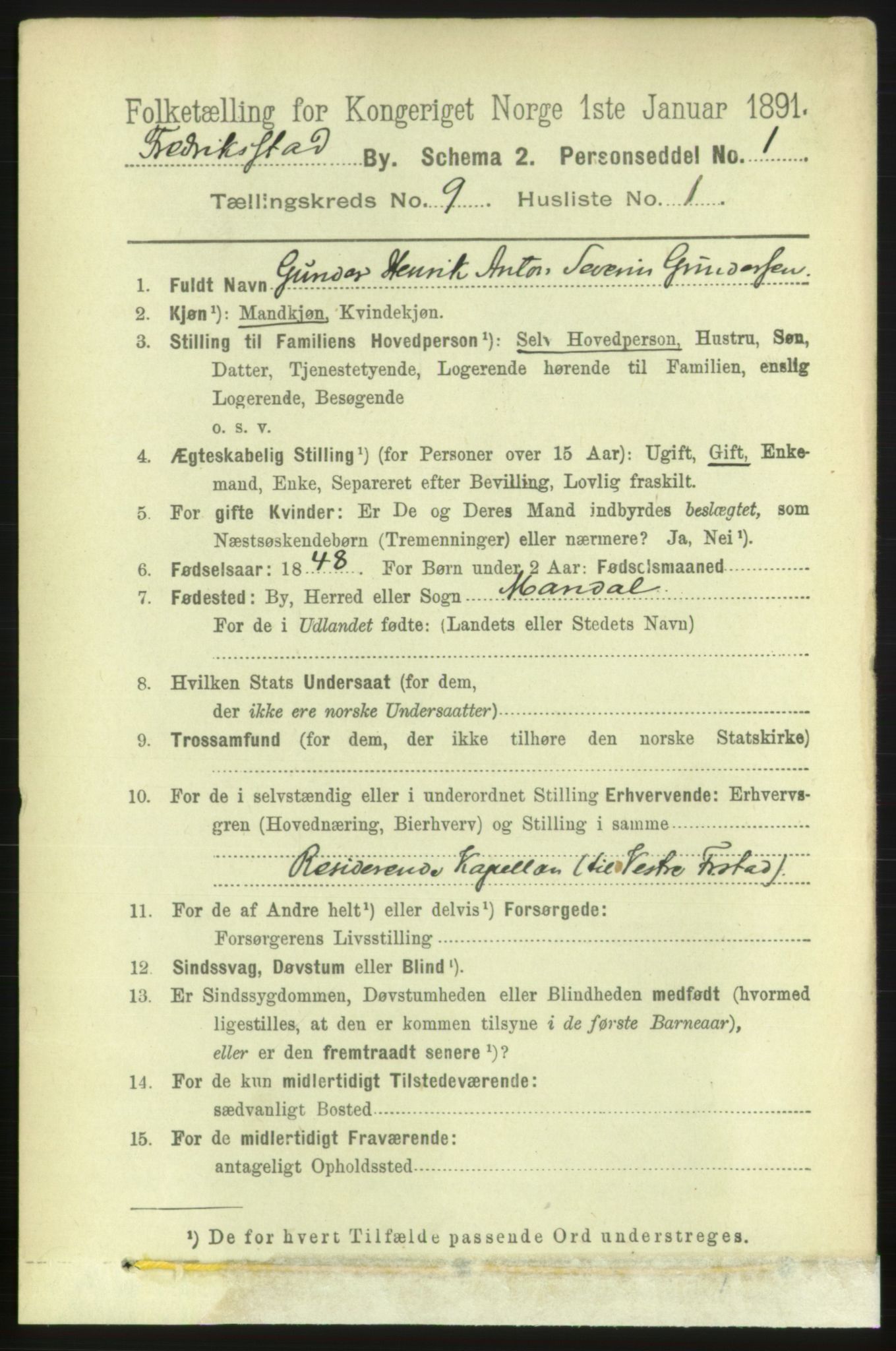 RA, 1891 census for 0103 Fredrikstad, 1891, p. 10461