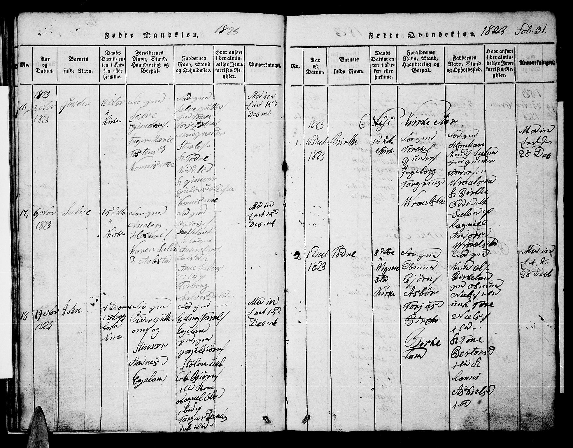 Nord-Audnedal sokneprestkontor, AV/SAK-1111-0032/F/Fb/Fba/L0001: Parish register (copy) no. B 1, 1815-1856, p. 31