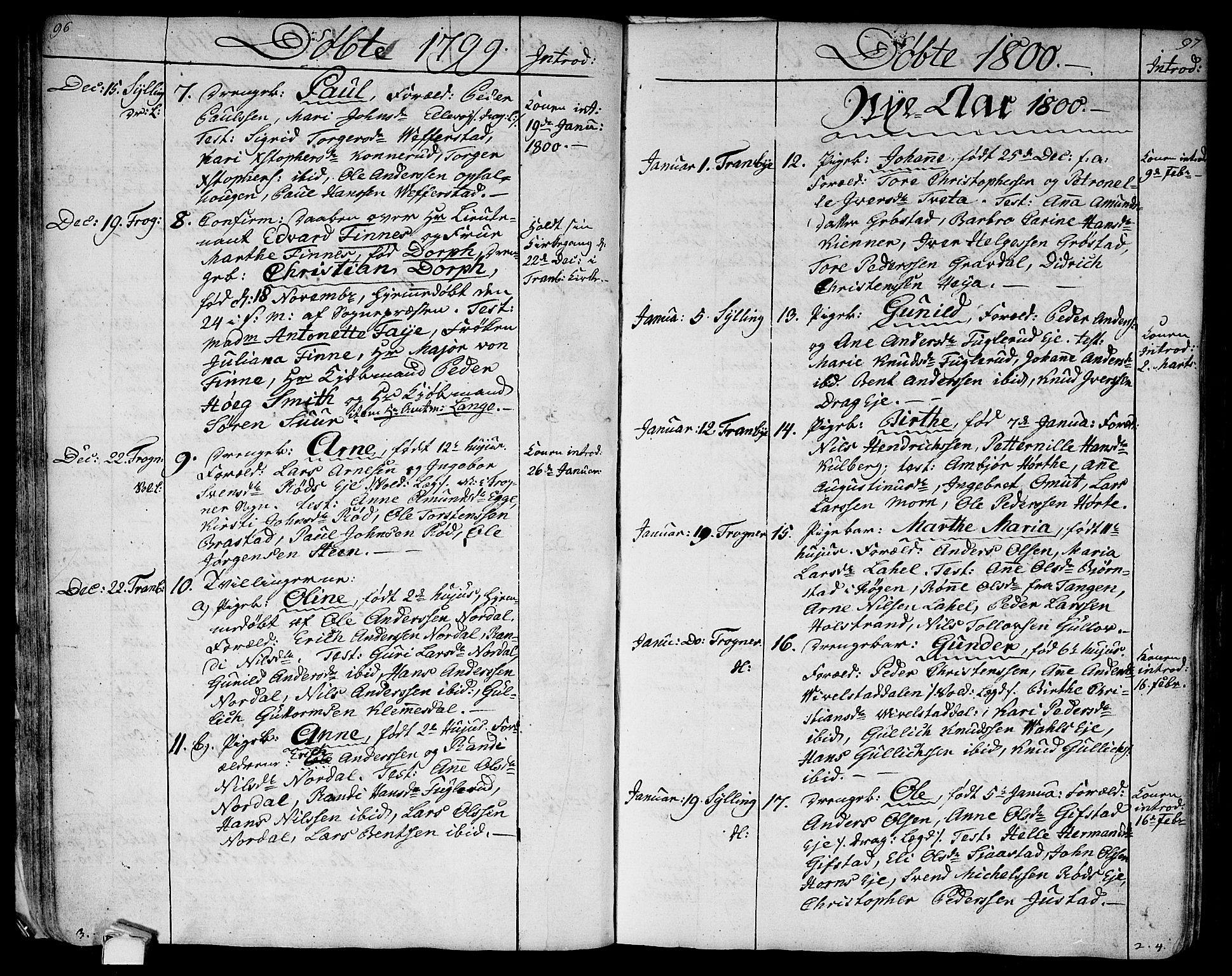 Lier kirkebøker, SAKO/A-230/F/Fa/L0007: Parish register (official) no. I 7, 1794-1813, p. 96-97