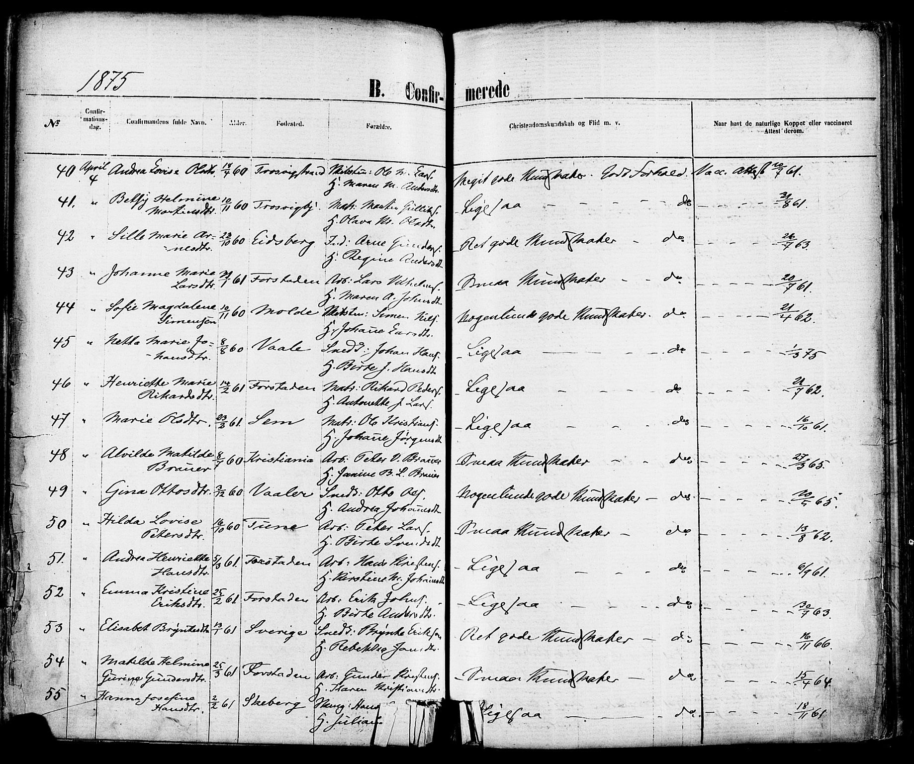 Fredrikstad domkirkes prestekontor Kirkebøker, AV/SAO-A-10906/F/Fa/L0001: Parish register (official) no. 1, 1871-1878, p. 208