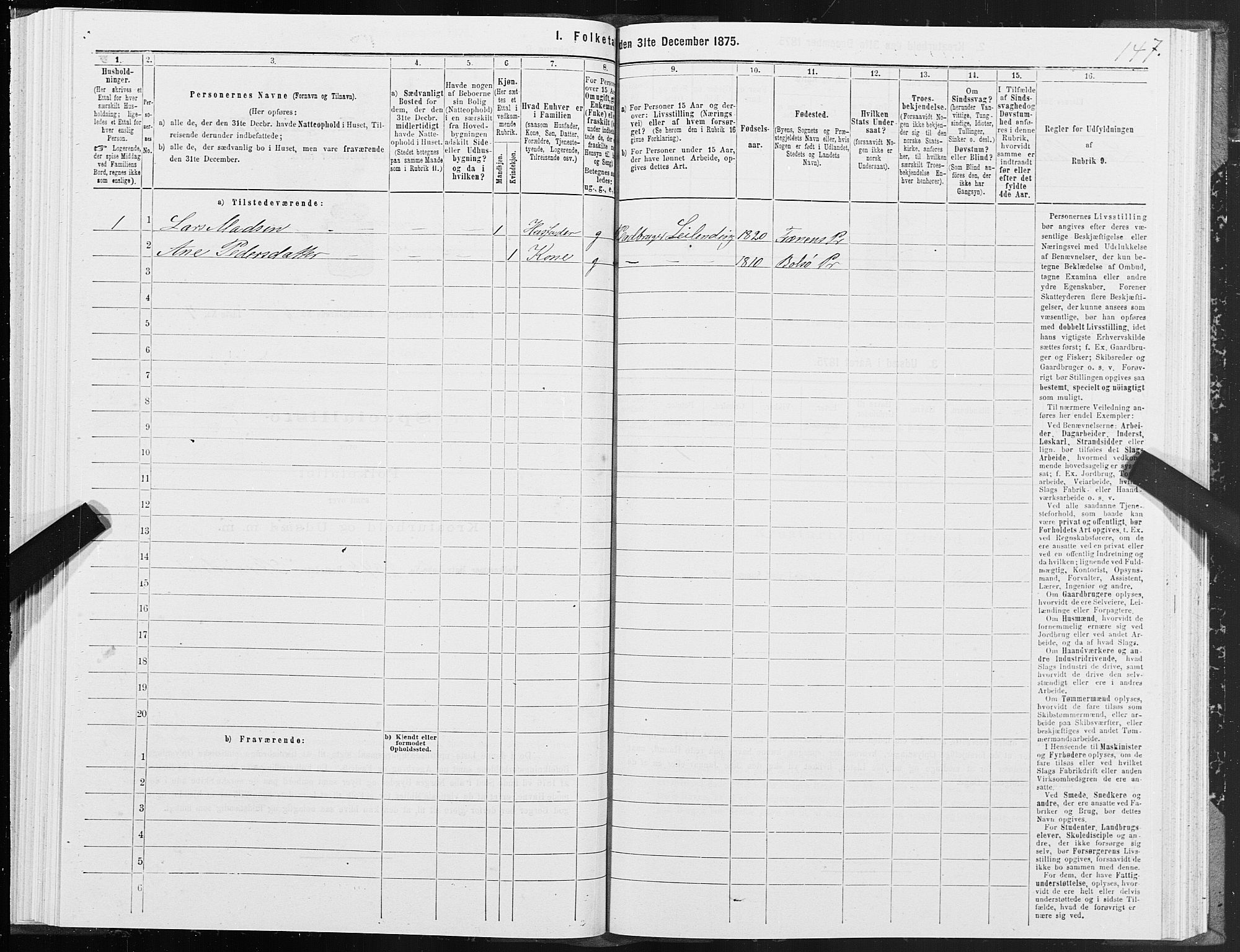 SAT, 1875 census for 1548P Fræna, 1875, p. 3147