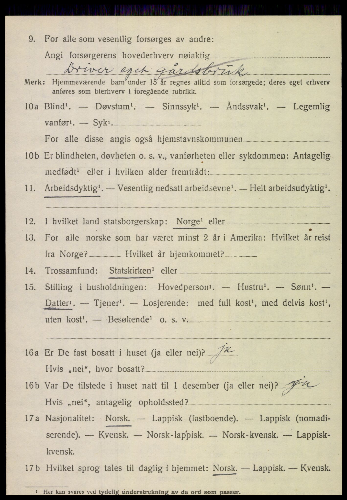 SAT, 1920 census for Sørfold, 1920, p. 6424