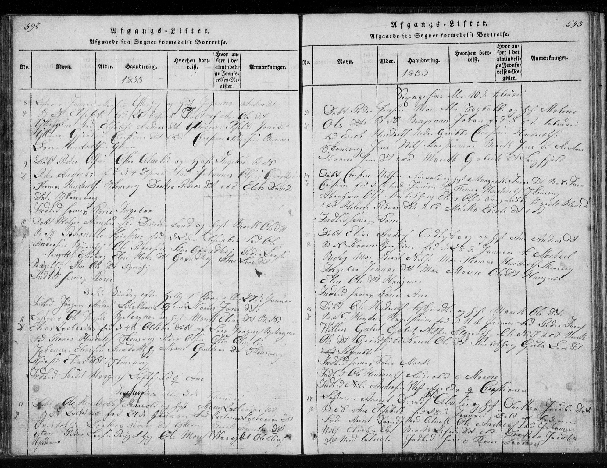 Ministerialprotokoller, klokkerbøker og fødselsregistre - Nordland, AV/SAT-A-1459/827/L0412: Parish register (copy) no. 827C01, 1820-1841, p. 592-593
