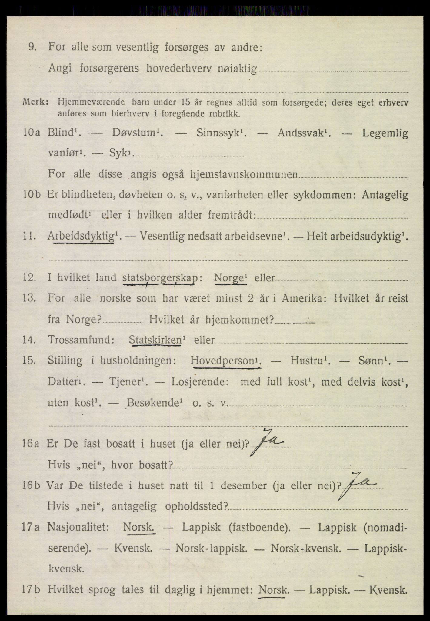 SAT, 1920 census for Vefsn, 1920, p. 1640