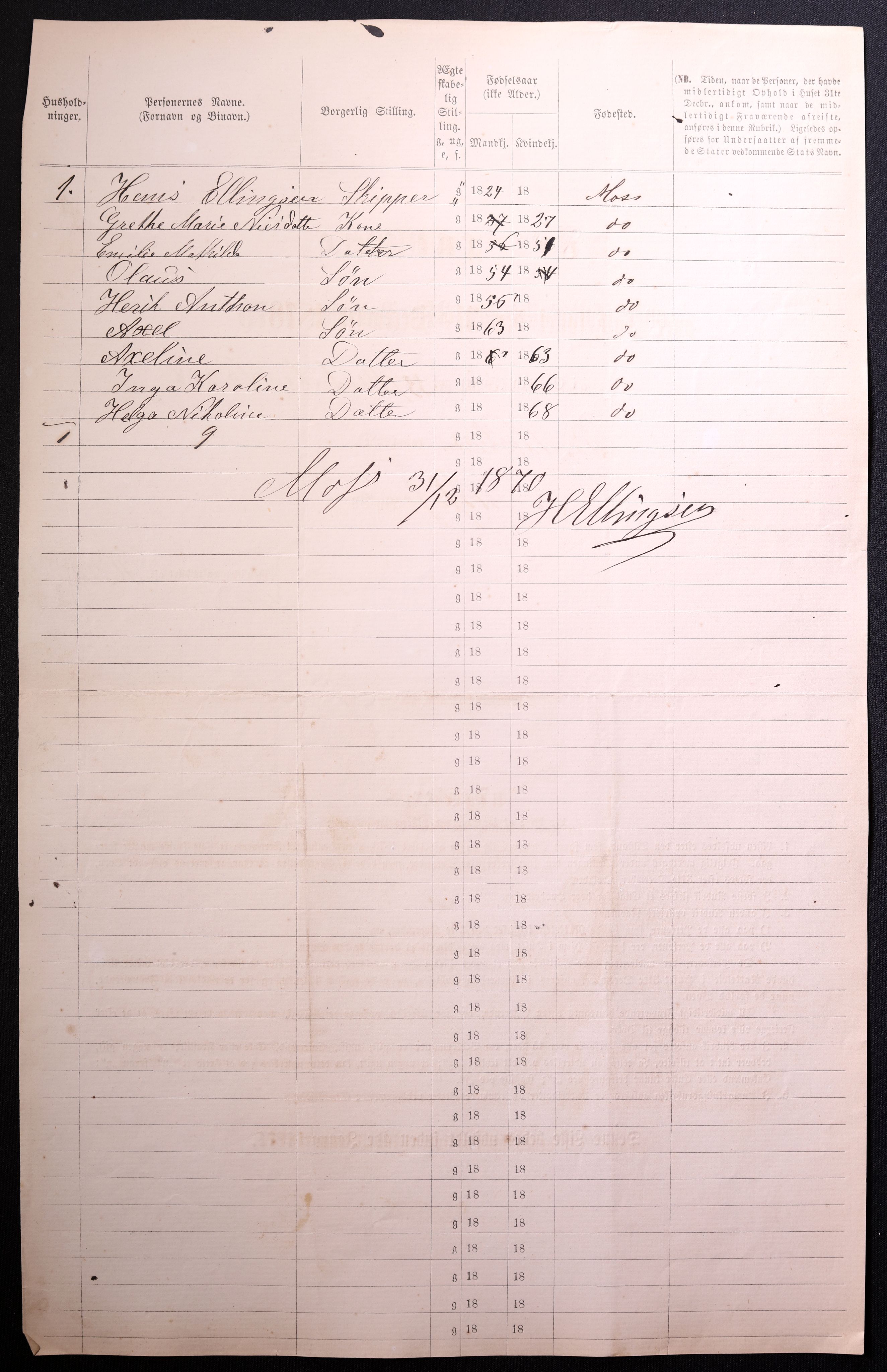 RA, 1870 census for 0104 Moss, 1870, p. 580