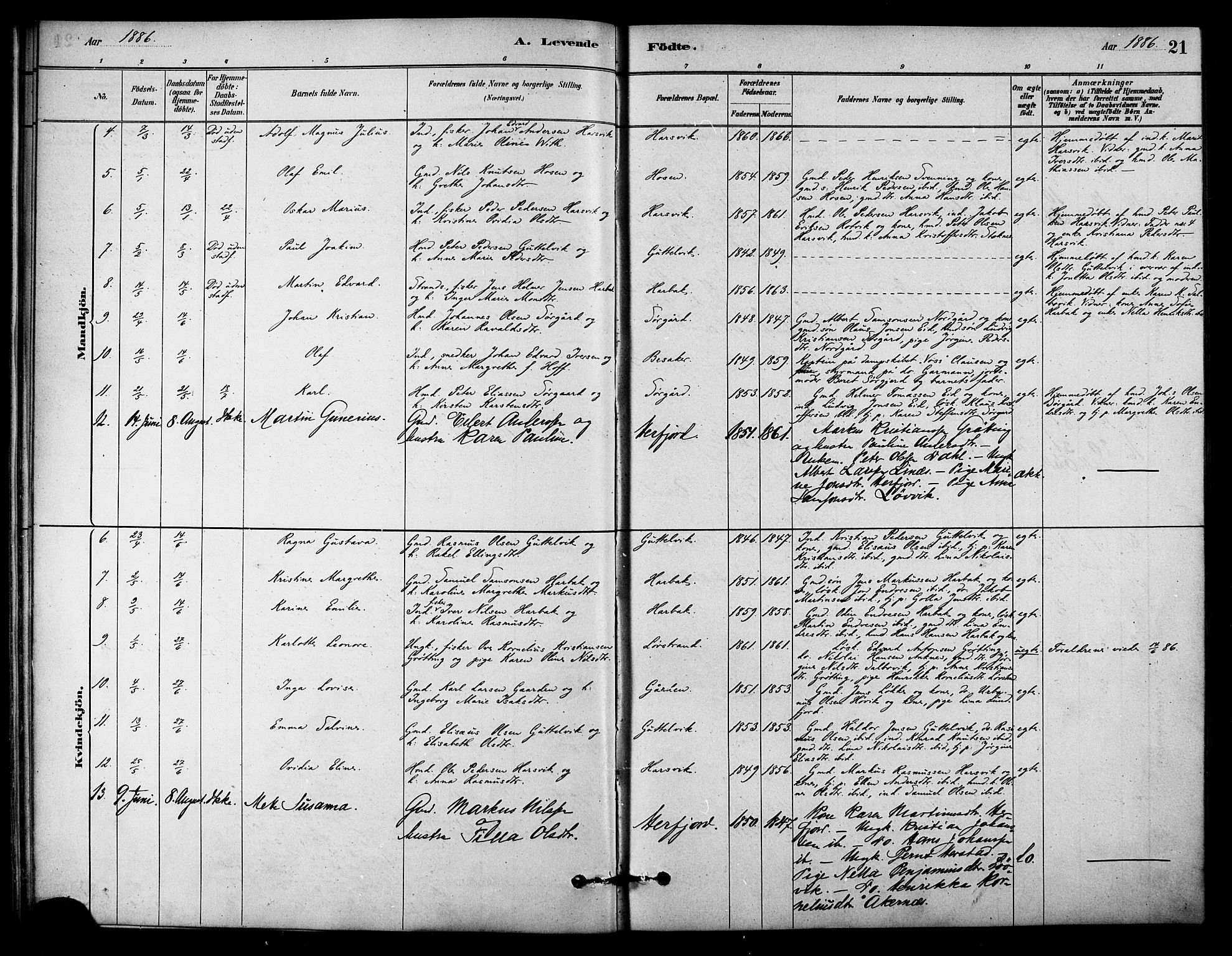 Ministerialprotokoller, klokkerbøker og fødselsregistre - Sør-Trøndelag, SAT/A-1456/656/L0692: Parish register (official) no. 656A01, 1879-1893, p. 21