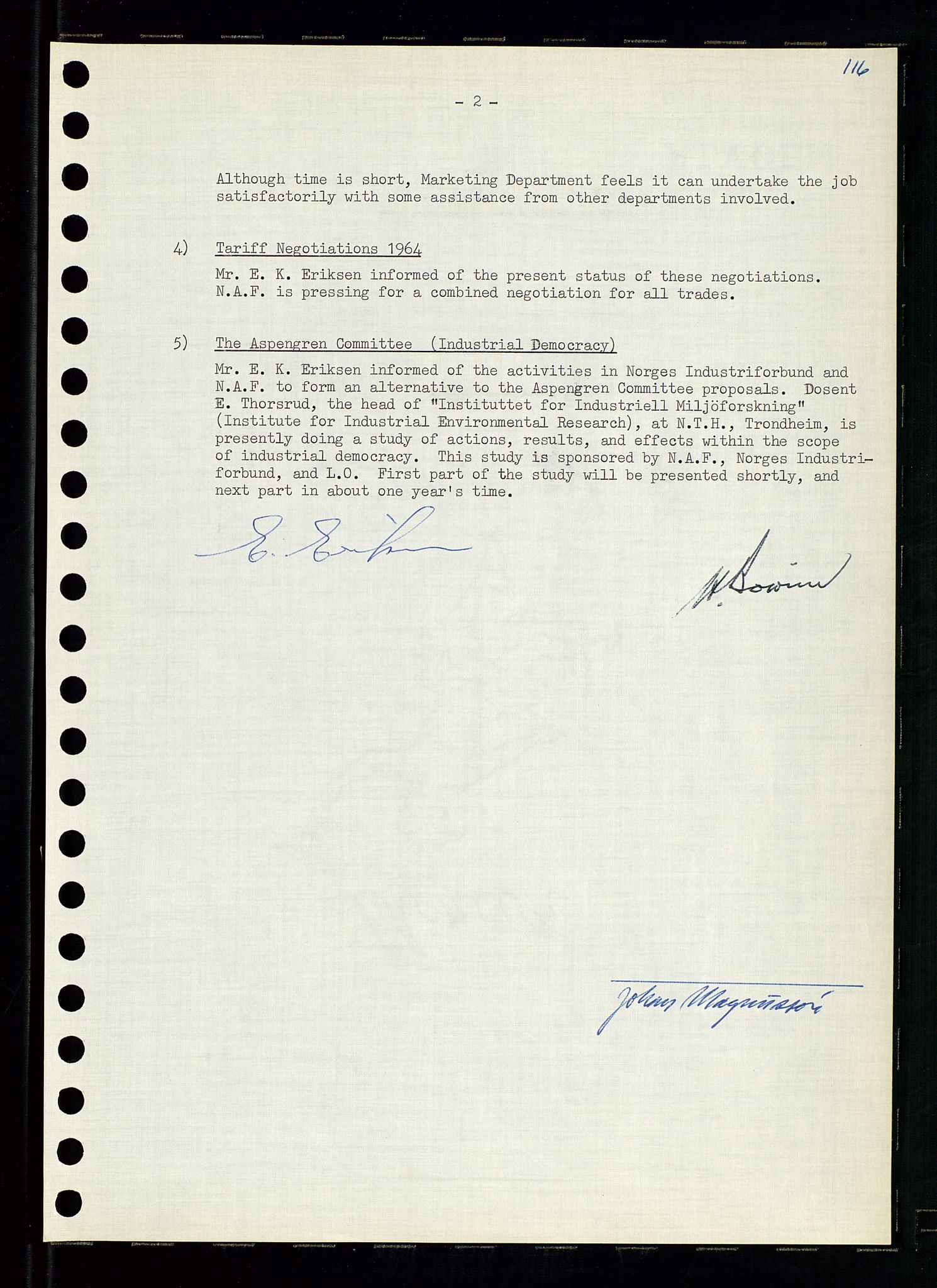 Pa 0982 - Esso Norge A/S, AV/SAST-A-100448/A/Aa/L0001/0004: Den administrerende direksjon Board minutes (styrereferater) / Den administrerende direksjon Board minutes (styrereferater), 1963-1964, p. 147