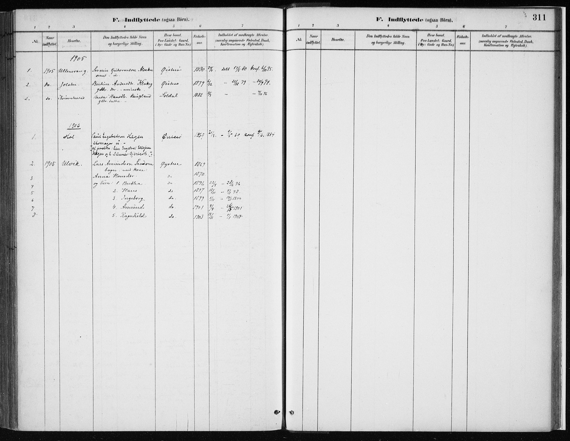 Kvam sokneprestembete, SAB/A-76201/H/Haa: Parish register (official) no. C  1, 1880-1906, p. 311