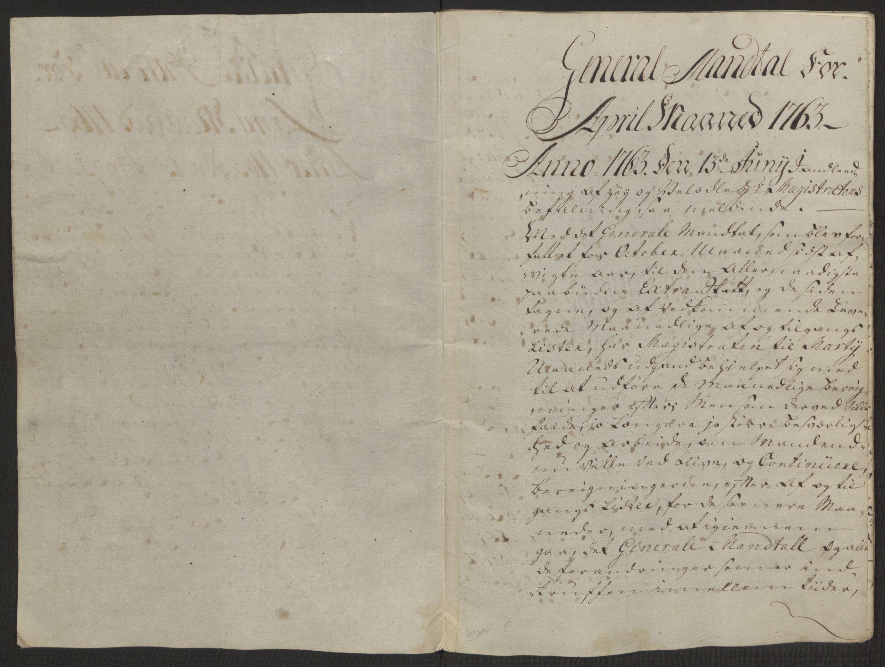 Rentekammeret inntil 1814, Reviderte regnskaper, Byregnskaper, AV/RA-EA-4066/R/Rp/L0366/0001: [P20] Kontribusjonsregnskap / Ekstraskatt, 1763, p. 103