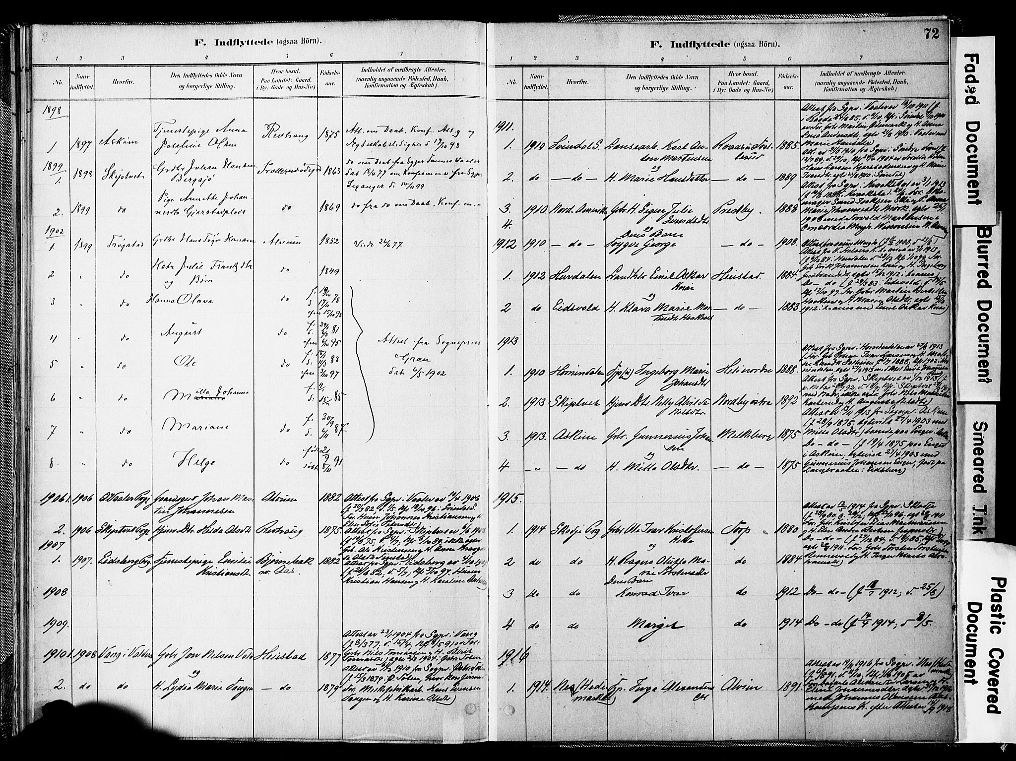 Spydeberg prestekontor Kirkebøker, AV/SAO-A-10924/F/Fc/L0001: Parish register (official) no. III 1, 1886-1907, p. 72