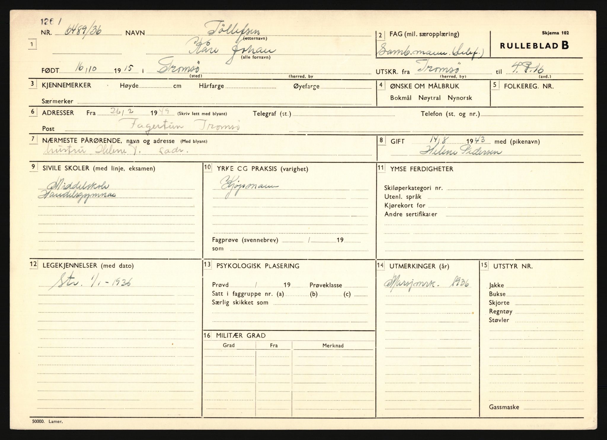 Forsvaret, Troms infanteriregiment nr. 16, AV/RA-RAFA-3146/P/Pa/L0020: Rulleblad for regimentets menige mannskaper, årsklasse 1936, 1936, p. 1317