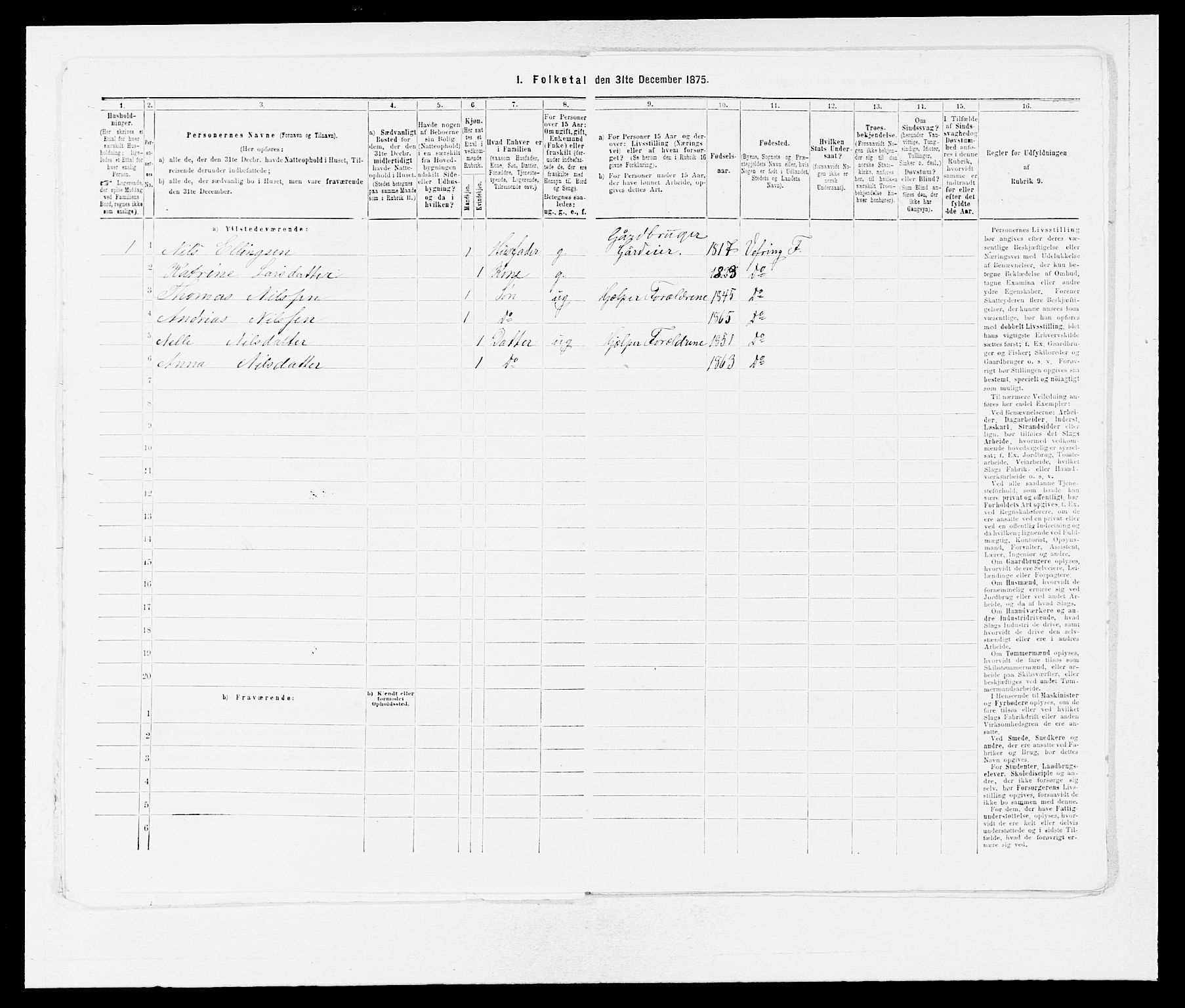 SAB, 1875 census for 1432P Førde, 1875, p. 1806