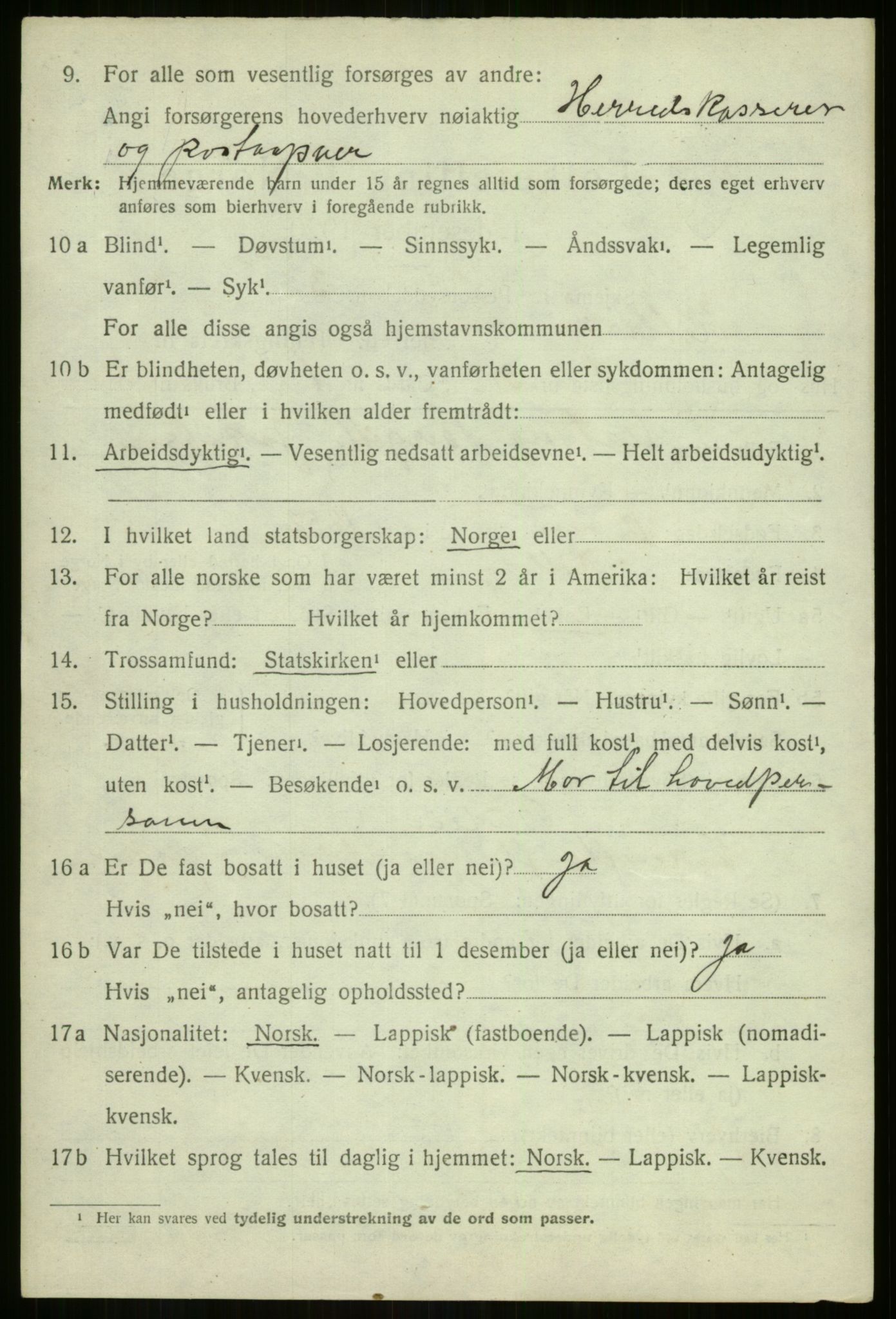 SATØ, 1920 census for Hillesøy, 1920, p. 1088