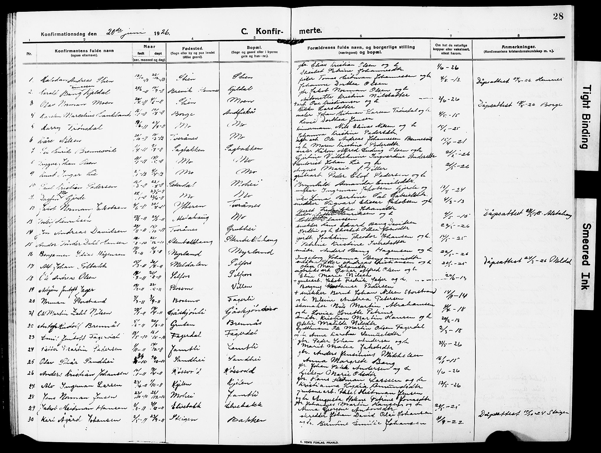 Ministerialprotokoller, klokkerbøker og fødselsregistre - Nordland, SAT/A-1459/827/L0424: Parish register (copy) no. 827C13, 1921-1930, p. 28