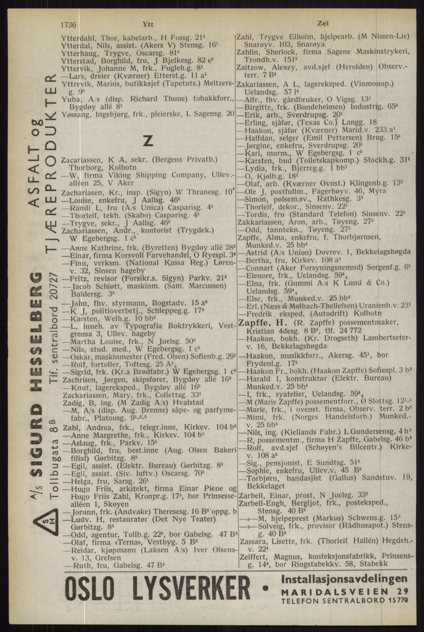 Kristiania/Oslo adressebok, PUBL/-, 1944, p. 1736