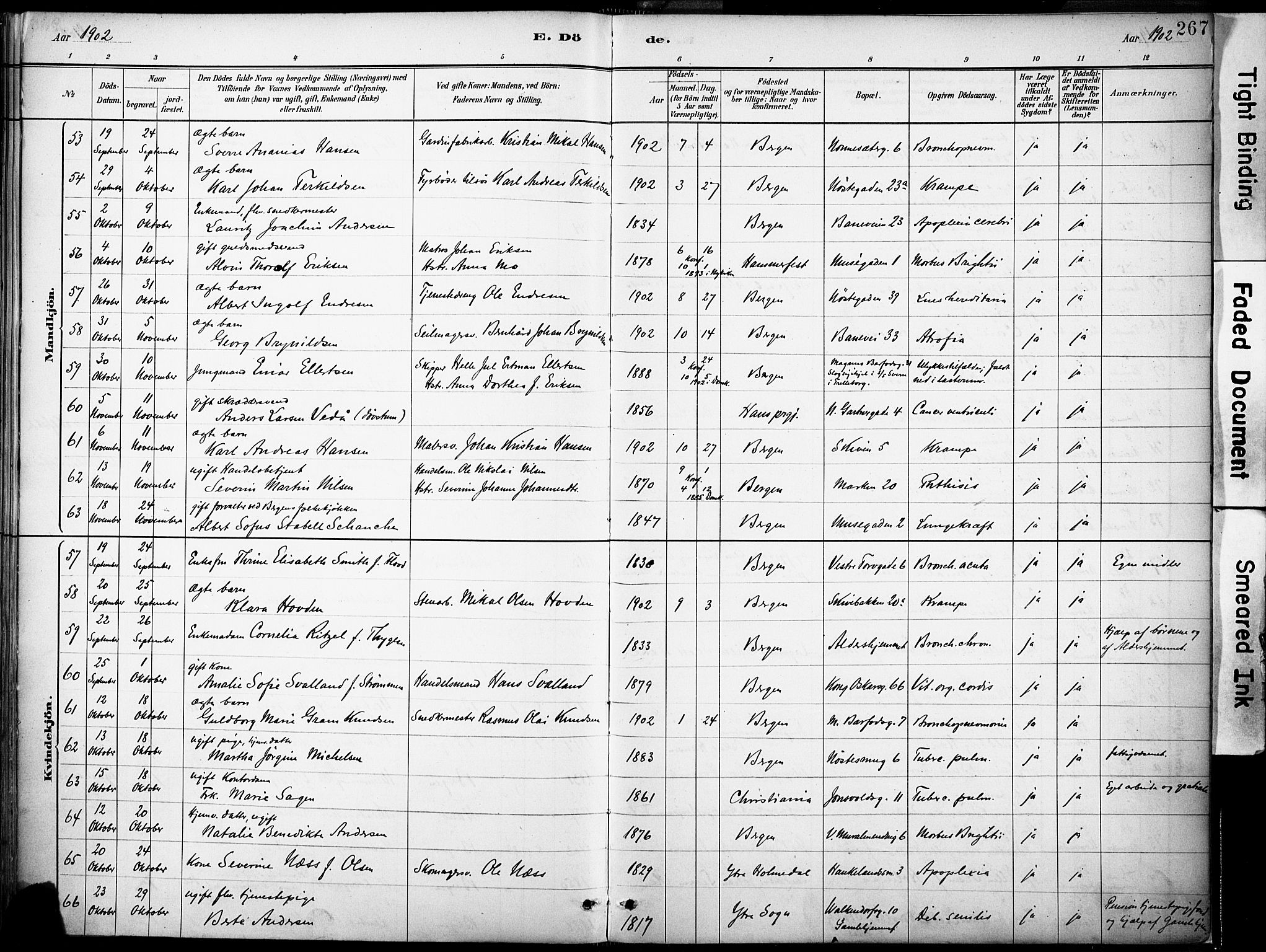 Domkirken sokneprestembete, AV/SAB-A-74801/H/Haa/L0043: Parish register (official) no. E 5, 1882-1904, p. 267