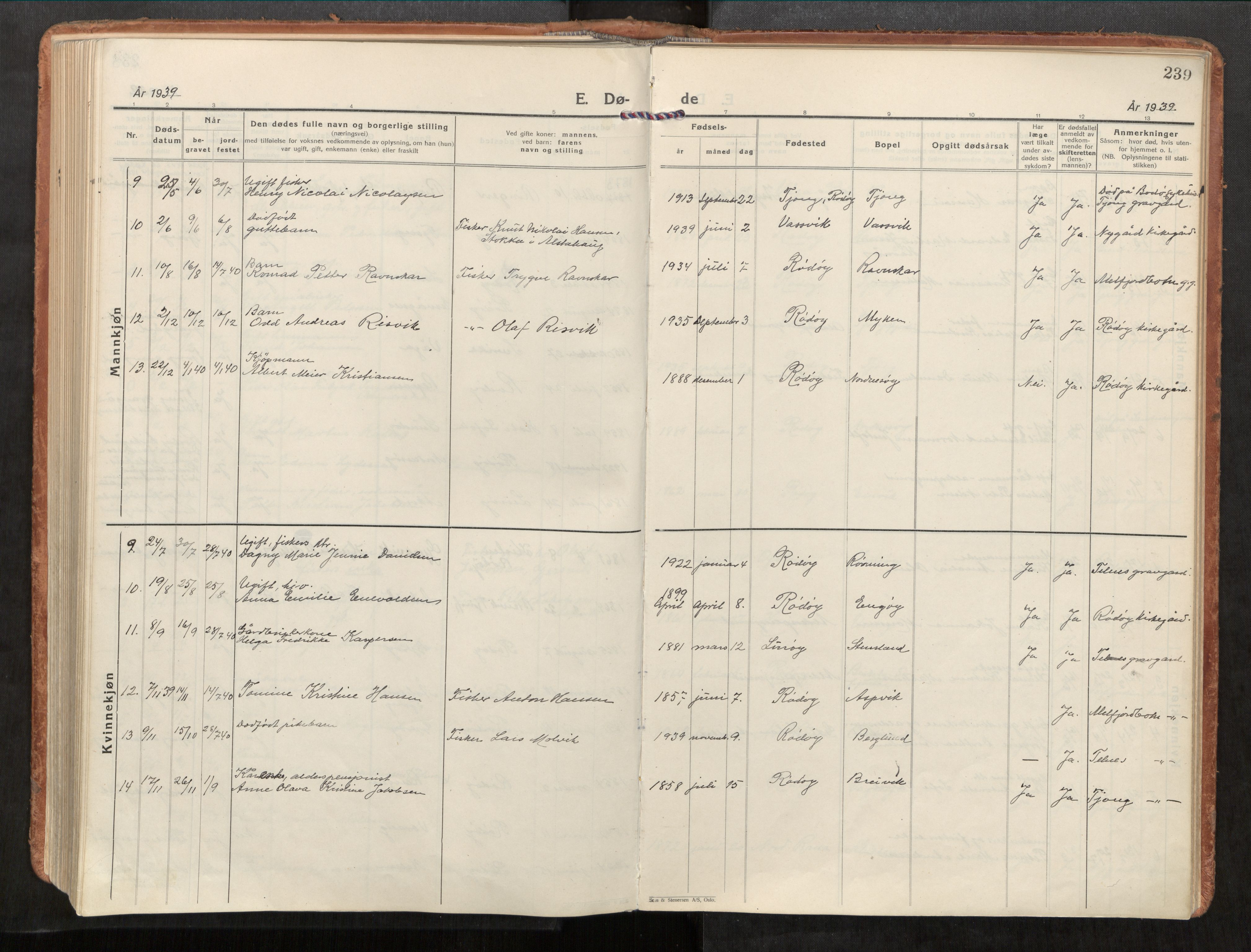 Rødøy sokneprestkontor, AV/SAT-A-4397/2/H/Ha/Haa/L0001: Parish register (official) no. 1, 1926-1941, p. 239