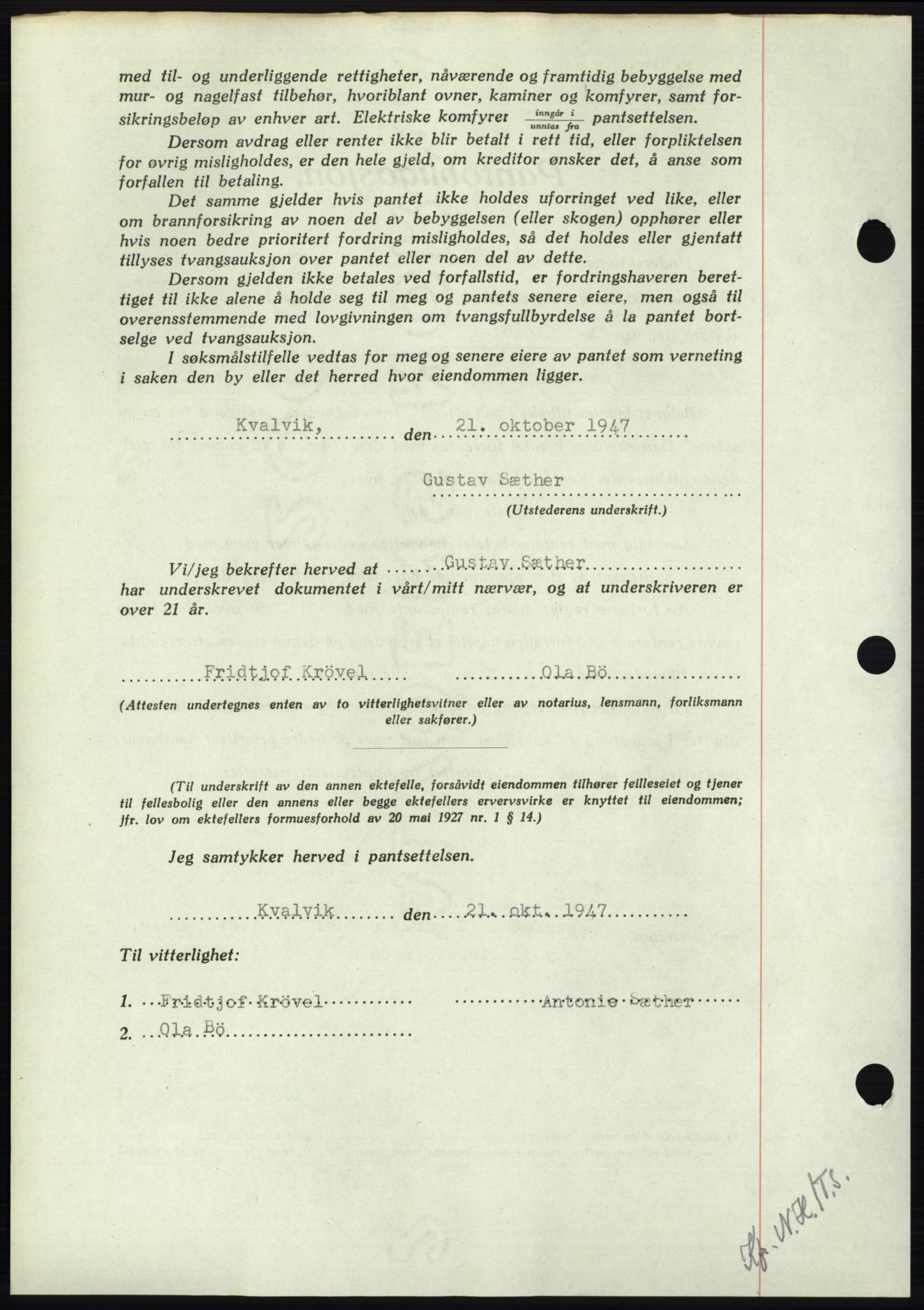 Nordmøre sorenskriveri, AV/SAT-A-4132/1/2/2Ca: Mortgage book no. B97, 1947-1948, Diary no: : 2427/1947