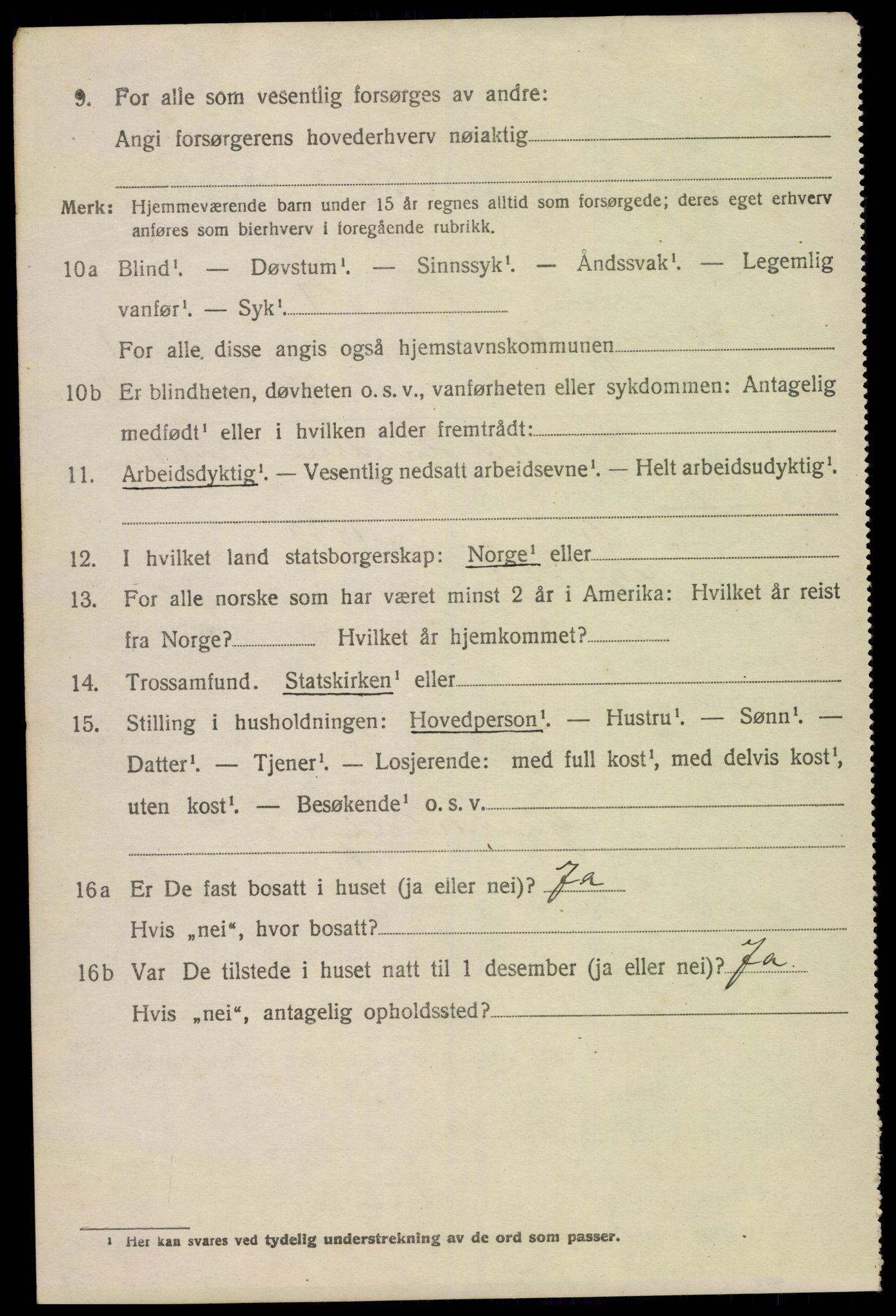 SAK, 1920 census for Herefoss, 1920, p. 231