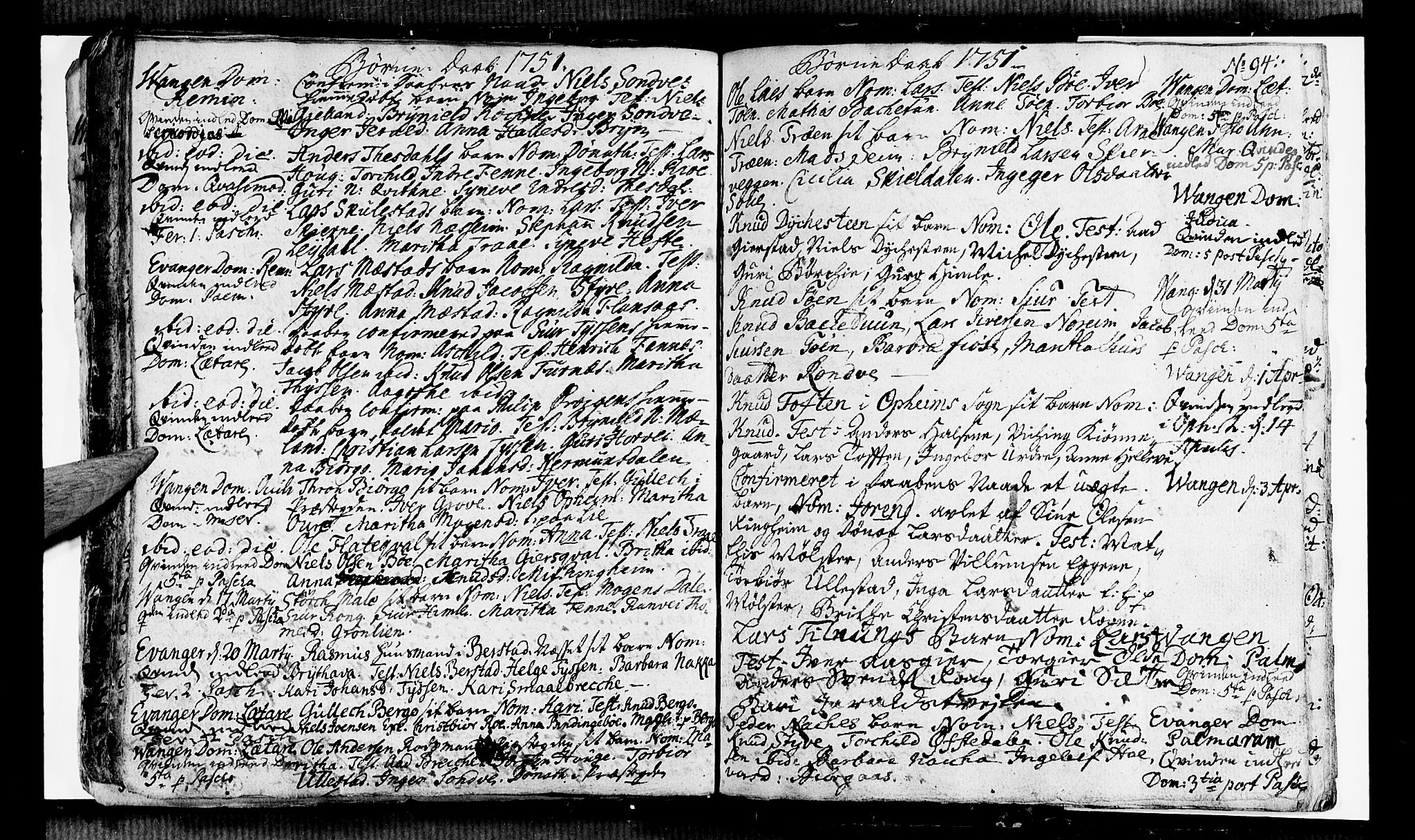 Voss sokneprestembete, SAB/A-79001/H/Haa: Parish register (official) no. A 6, 1744-1752, p. 94
