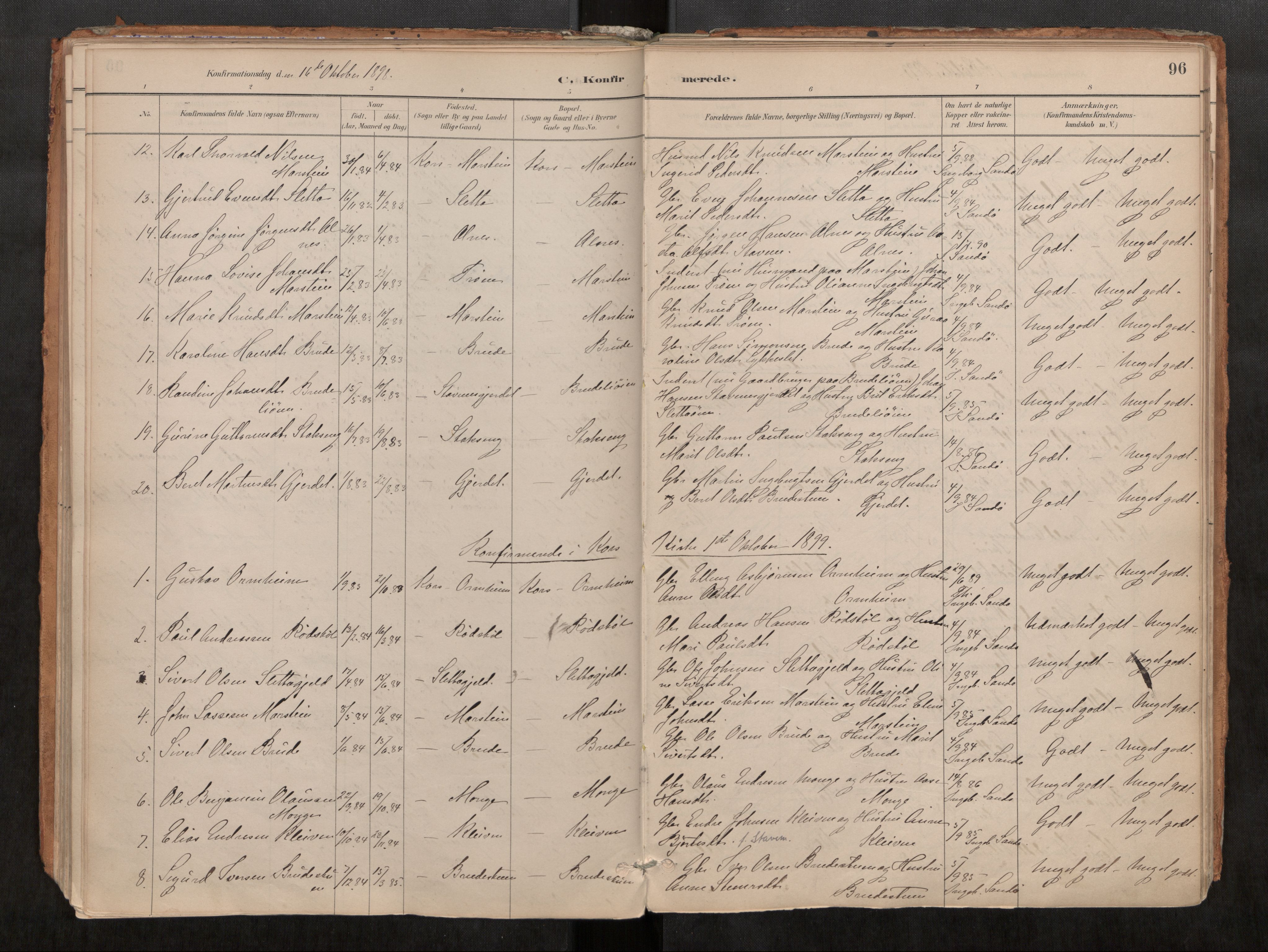 Ministerialprotokoller, klokkerbøker og fødselsregistre - Møre og Romsdal, SAT/A-1454/546/L0599: Parish register (official) no. 546A03, 1882-1920, p. 96