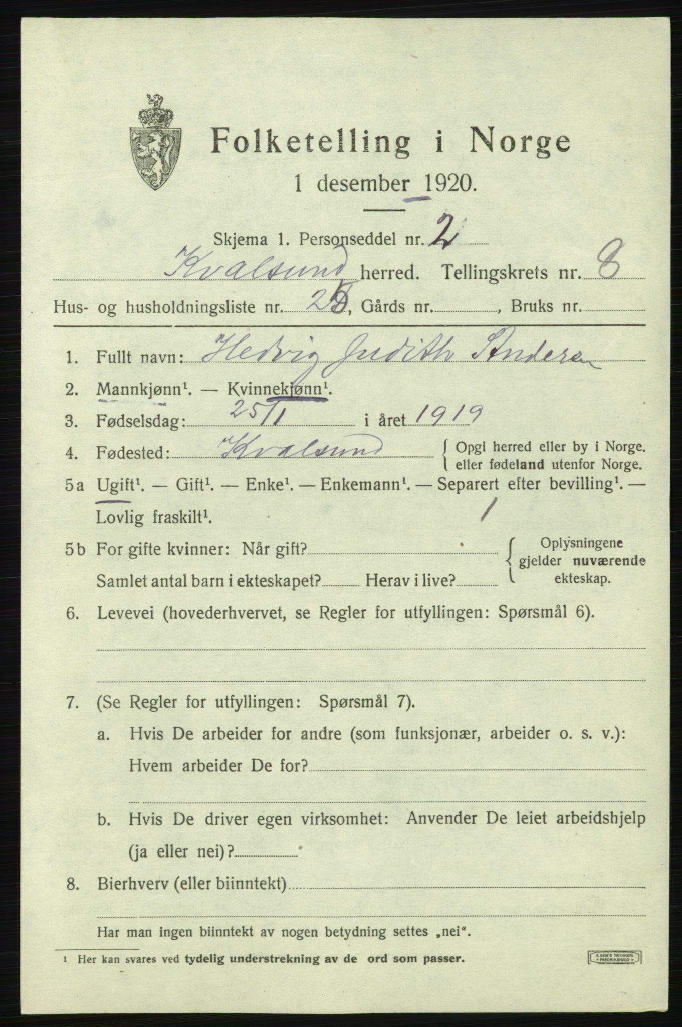 SATØ, 1920 census for , 1920, p. 2756