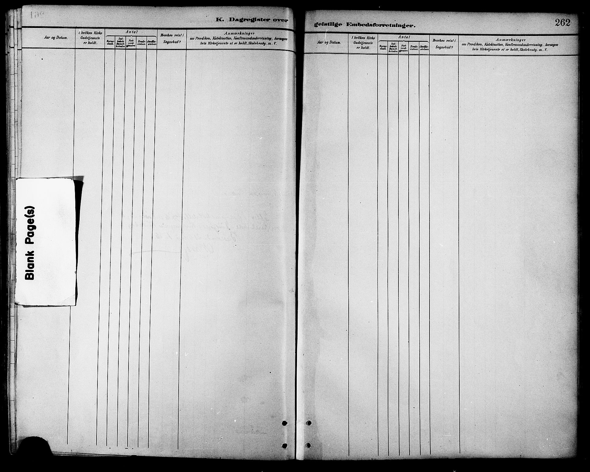 Ministerialprotokoller, klokkerbøker og fødselsregistre - Nordland, AV/SAT-A-1459/881/L1167: Parish register (copy) no. 881C04, 1886-1899, p. 262