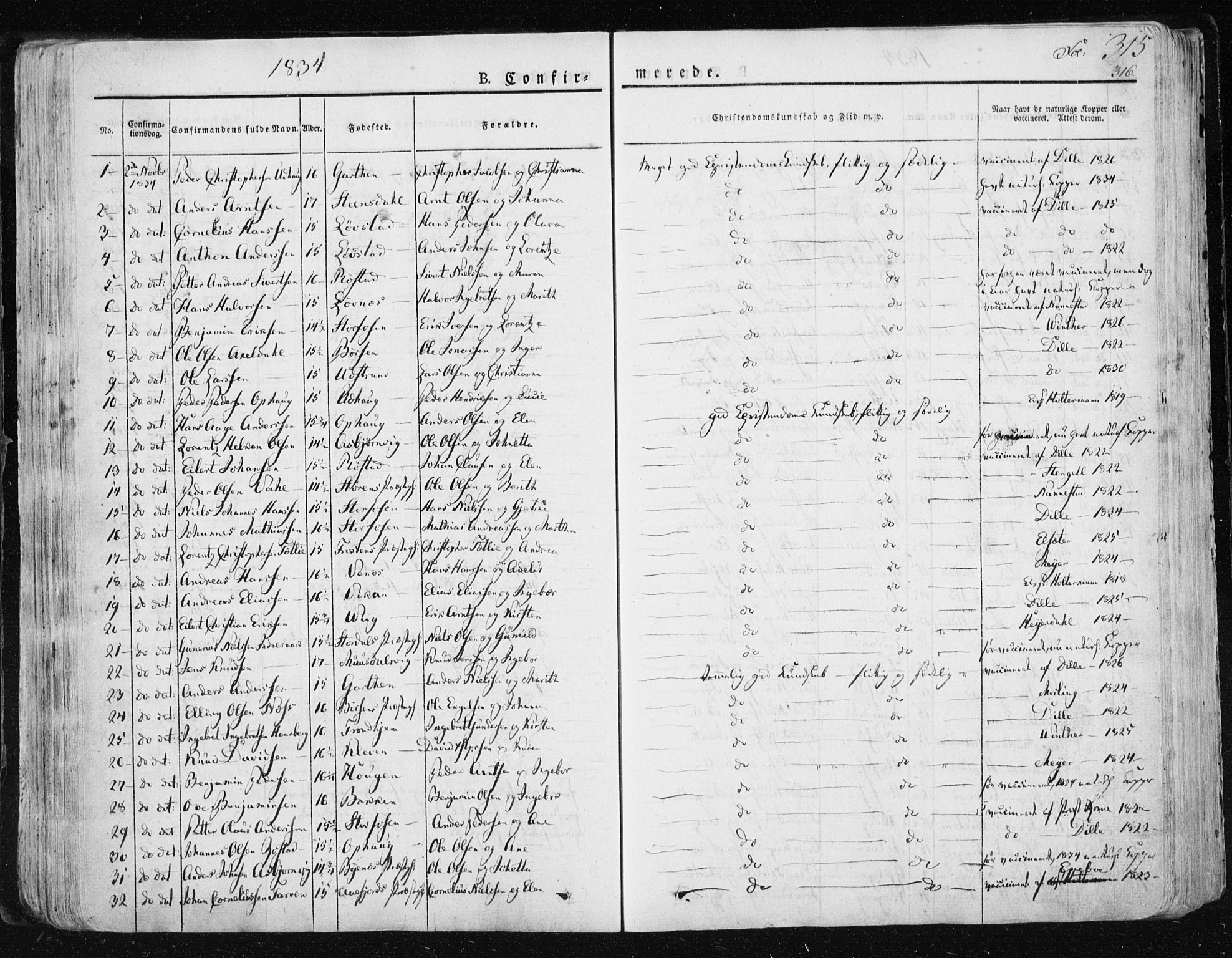 Ministerialprotokoller, klokkerbøker og fødselsregistre - Sør-Trøndelag, SAT/A-1456/659/L0735: Parish register (official) no. 659A05, 1826-1841, p. 315