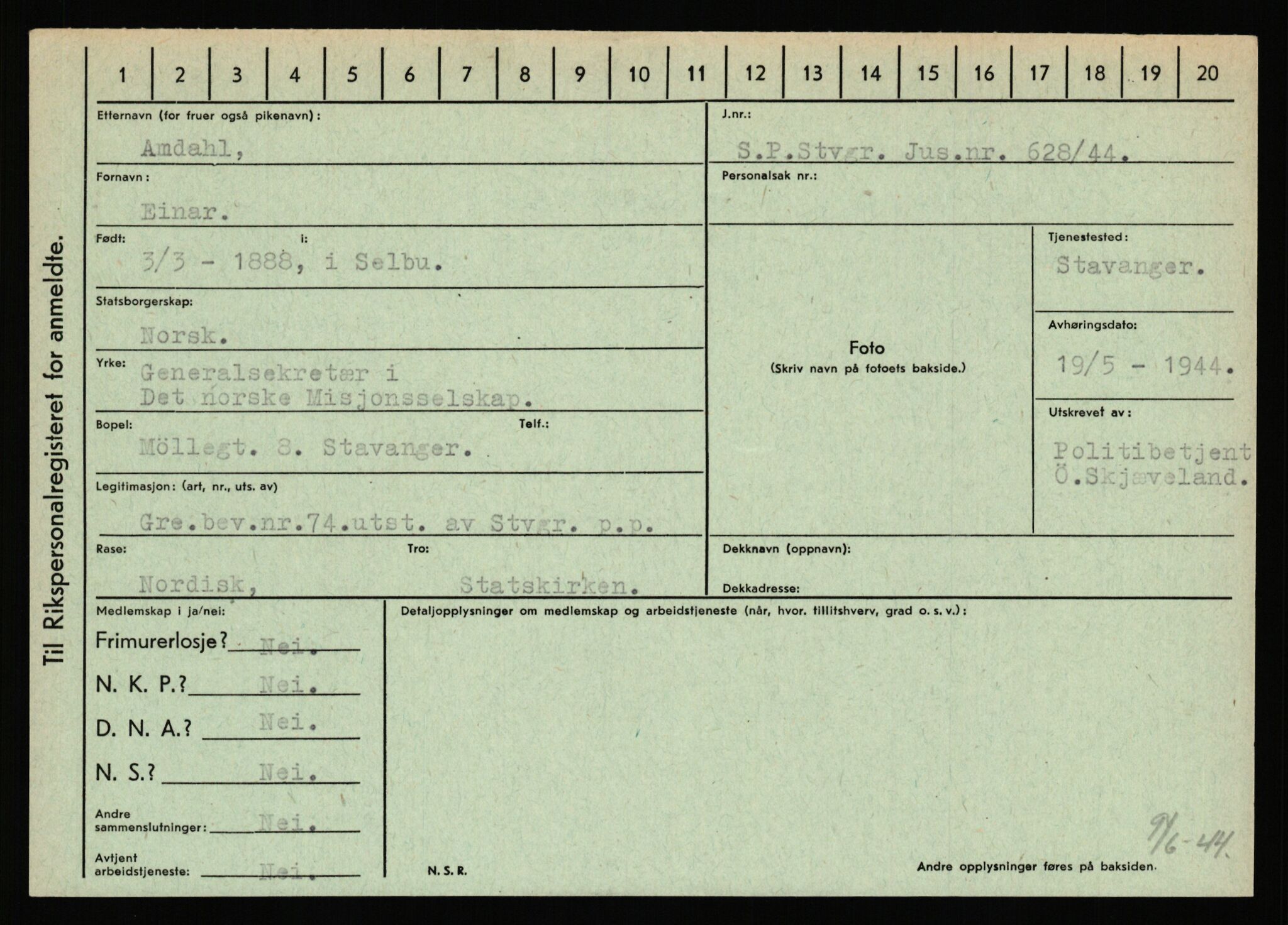 Statspolitiet - Hovedkontoret / Osloavdelingen, AV/RA-S-1329/C/Ca/L0001: Aabakken - Armann, 1943-1945, p. 1597