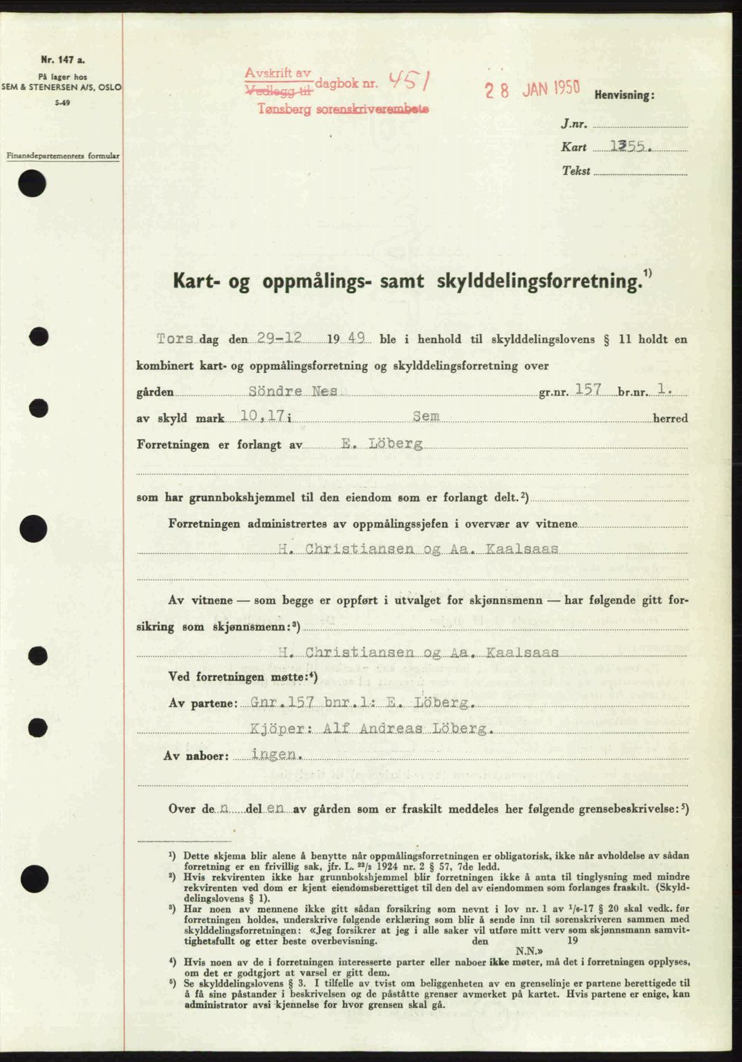Jarlsberg sorenskriveri, AV/SAKO-A-131/G/Ga/Gaa/L0030: Mortgage book no. A-30, 1949-1950, Diary no: : 451/1950