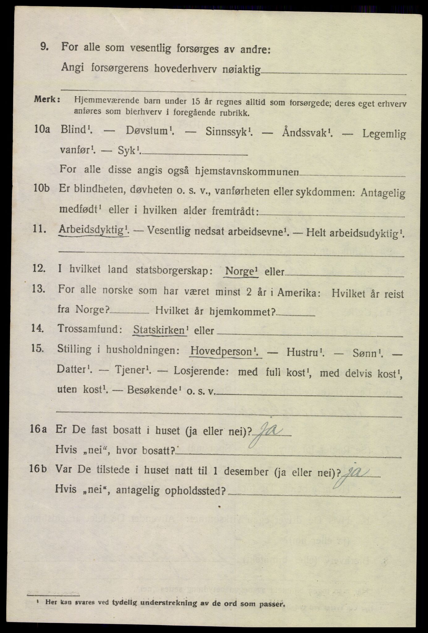 SAK, 1920 census for Tveit, 1920, p. 1979