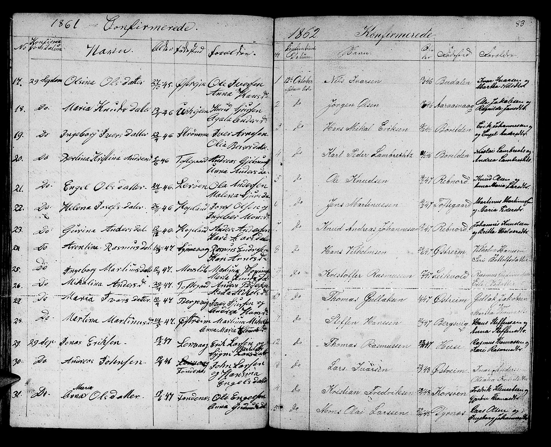 Lindås Sokneprestembete, SAB/A-76701/H/Hab: Parish register (copy) no. C 1, 1853-1867, p. 83