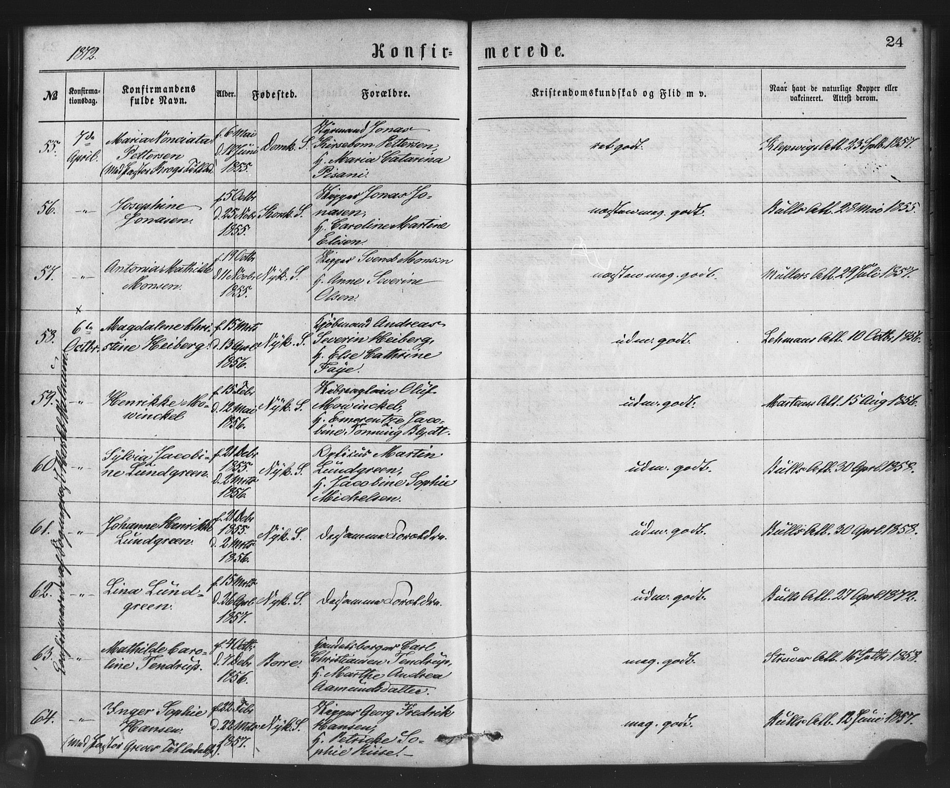 Nykirken Sokneprestembete, SAB/A-77101/H/Haa/L0026: Parish register (official) no. C 5, 1870-1886, p. 24