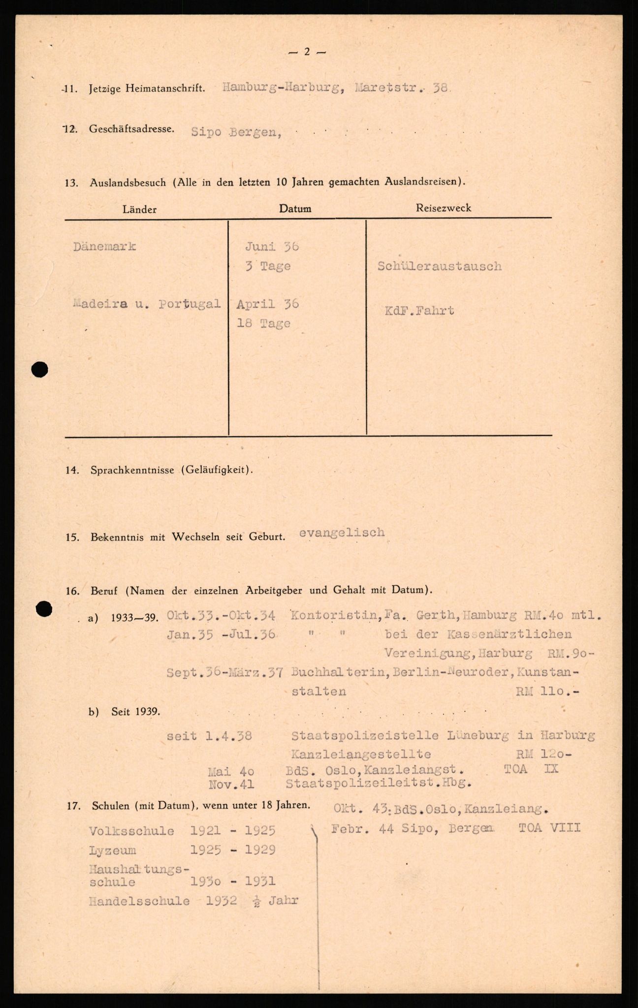 Forsvaret, Forsvarets overkommando II, AV/RA-RAFA-3915/D/Db/L0017: CI Questionaires. Tyske okkupasjonsstyrker i Norge. Tyskere., 1945-1946, p. 366