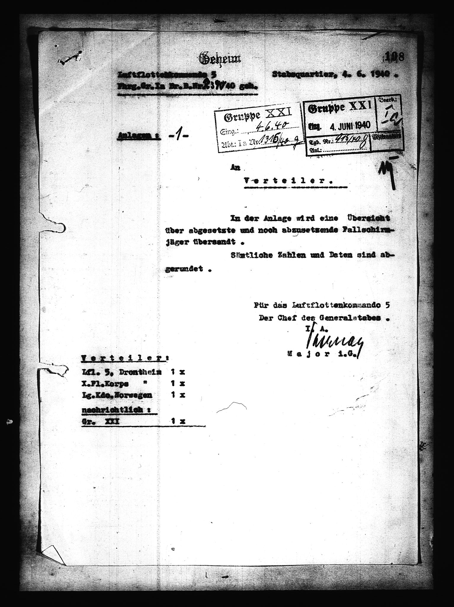 Documents Section, AV/RA-RAFA-2200/V/L0079: Amerikansk mikrofilm "Captured German Documents".
Box No. 718.  FKA jnr. 601/1954., 1940, p. 375