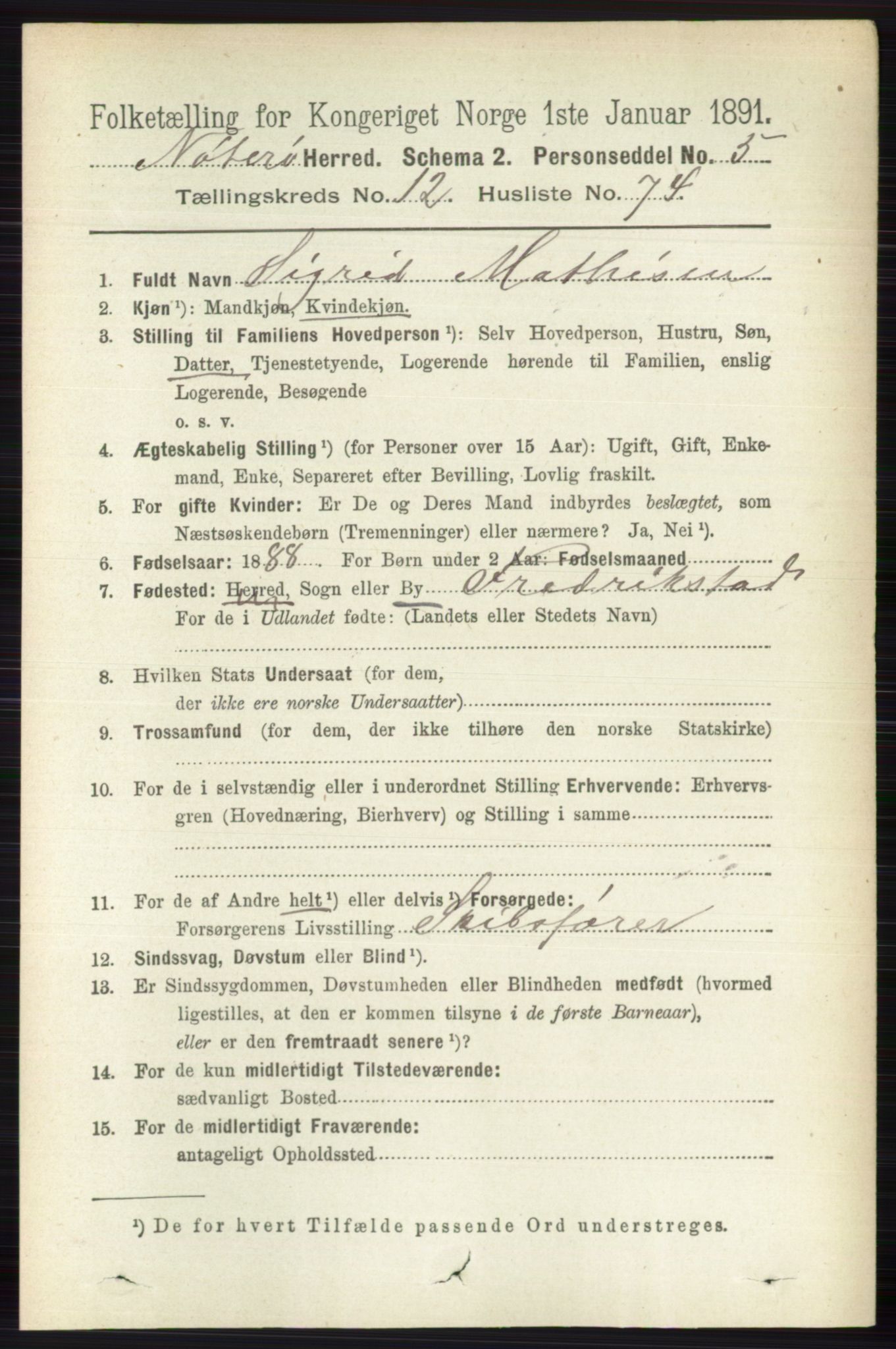 RA, 1891 census for 0722 Nøtterøy, 1891, p. 6778