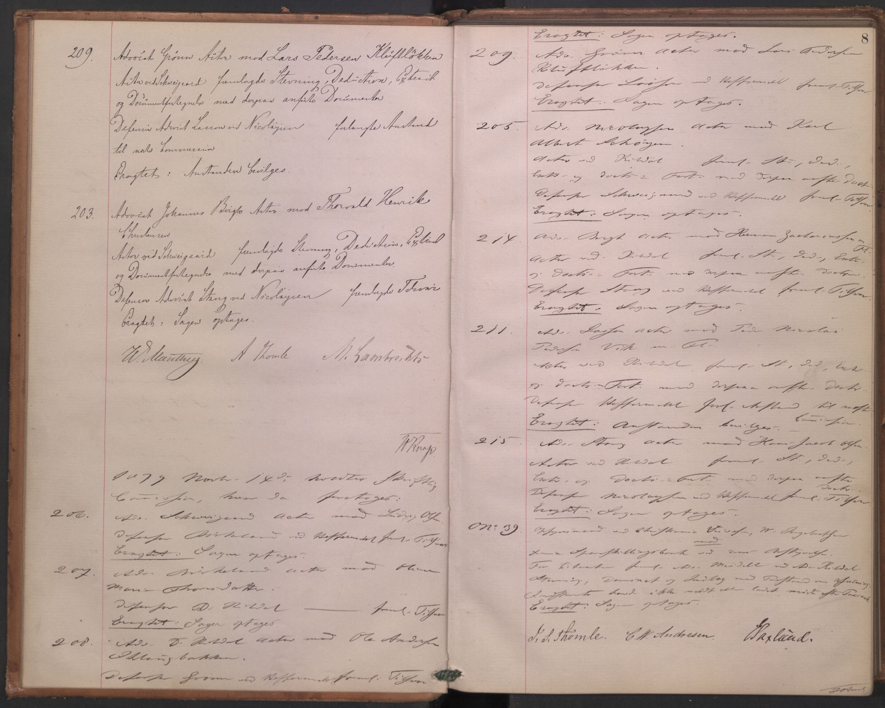 Høyesterett, AV/RA-S-1002/E/Ef/L0014: Protokoll over saker som gikk til skriftlig behandling, 1879-1884, p. 7b-8a