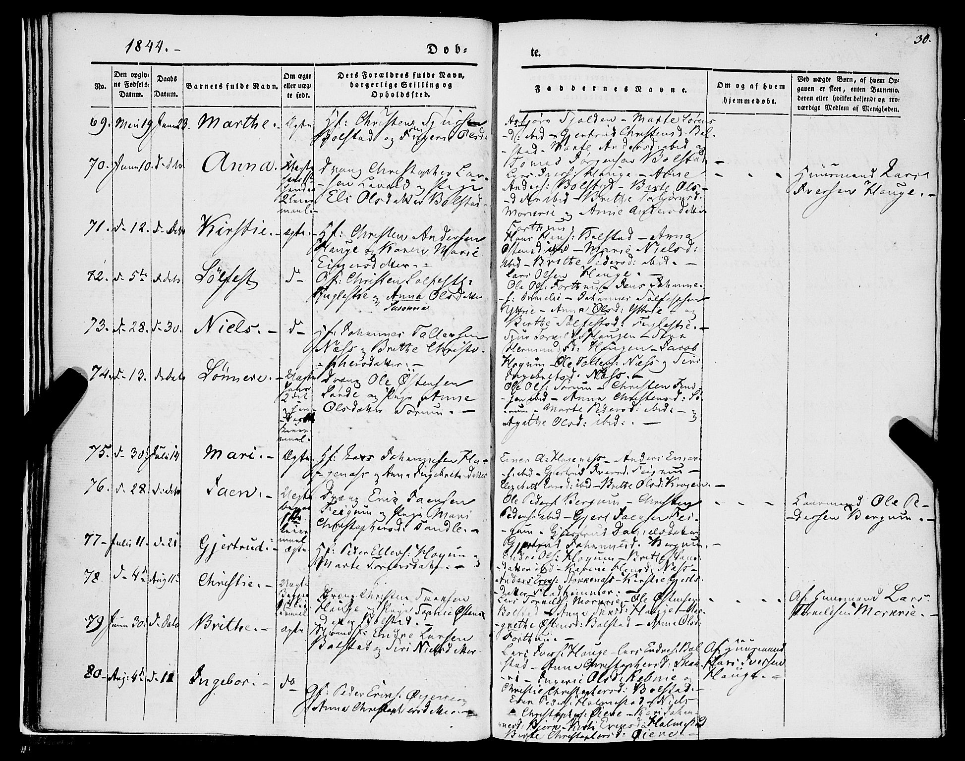 Luster sokneprestembete, AV/SAB-A-81101/H/Haa/Haaa/L0006: Parish register (official) no. A 6, 1840-1848, p. 30