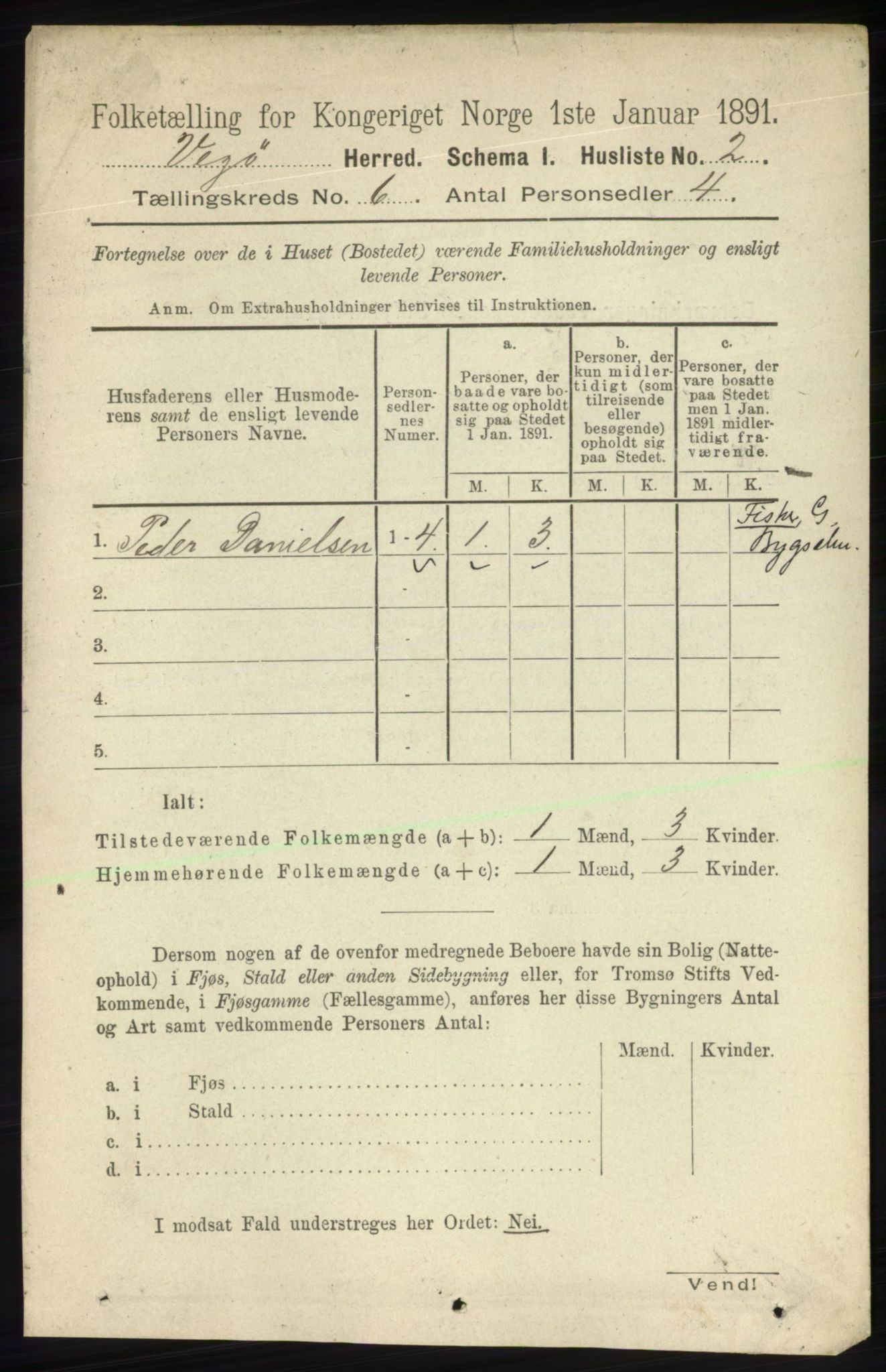 RA, 1891 census for 1815 Vega, 1891, p. 2525