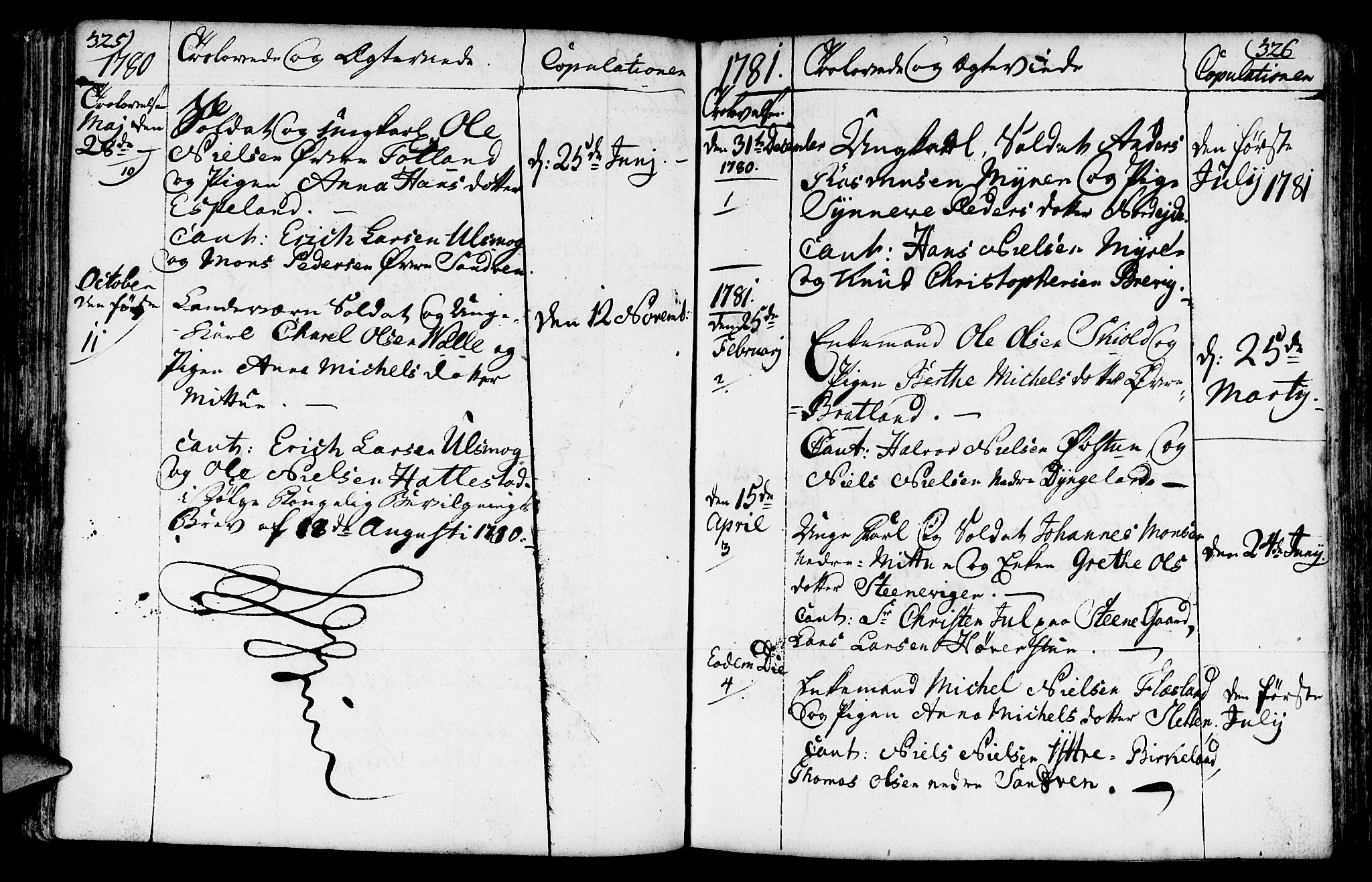 Fana Sokneprestembete, SAB/A-75101/H/Haa/Haaa/L0005: Parish register (official) no. A 5, 1773-1799, p. 325-326