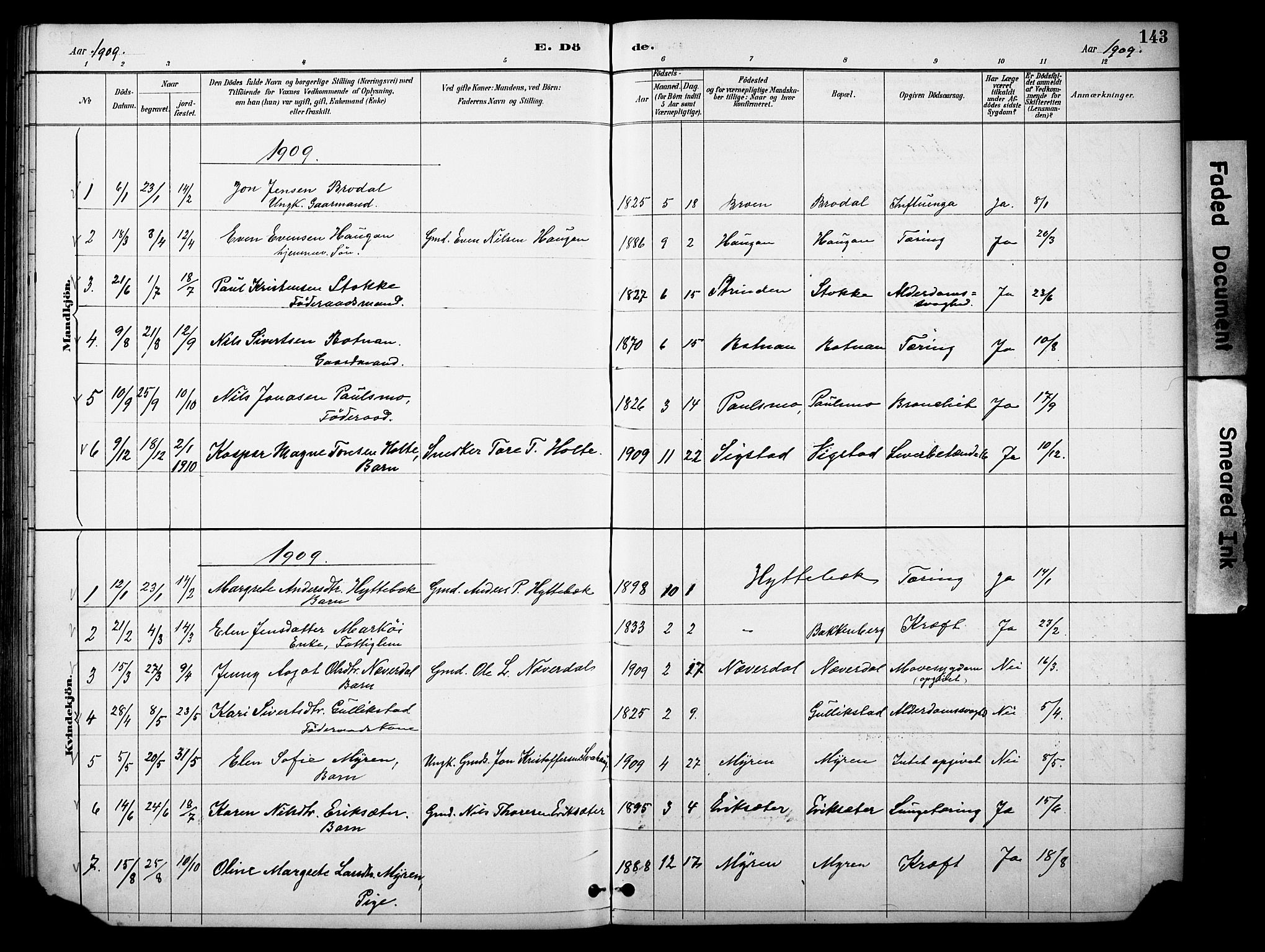 Kvikne prestekontor, SAH/PREST-064/H/Ha/Haa/L0007: Parish register (official) no. 7, 1887-1911, p. 143