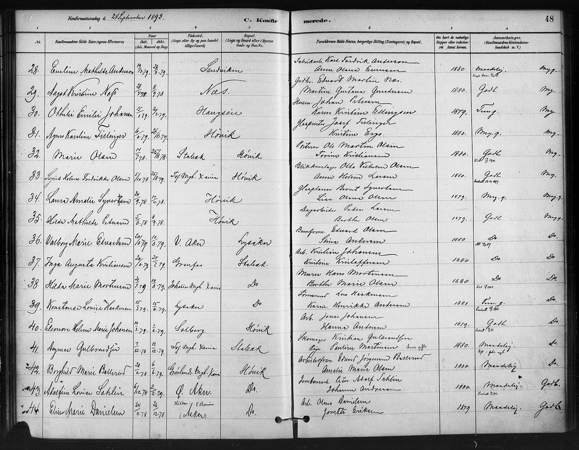 Asker prestekontor Kirkebøker, AV/SAO-A-10256a/F/Fc/L0002: Parish register (official) no. III 2, 1879-1904, p. 48