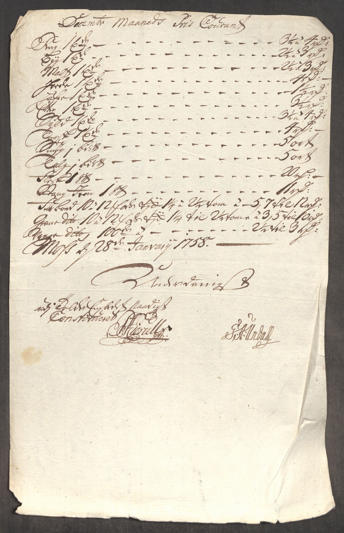 Rentekammeret inntil 1814, Realistisk ordnet avdeling, AV/RA-EA-4070/Oe/L0005: [Ø1]: Priskuranter, 1753-1757, p. 709