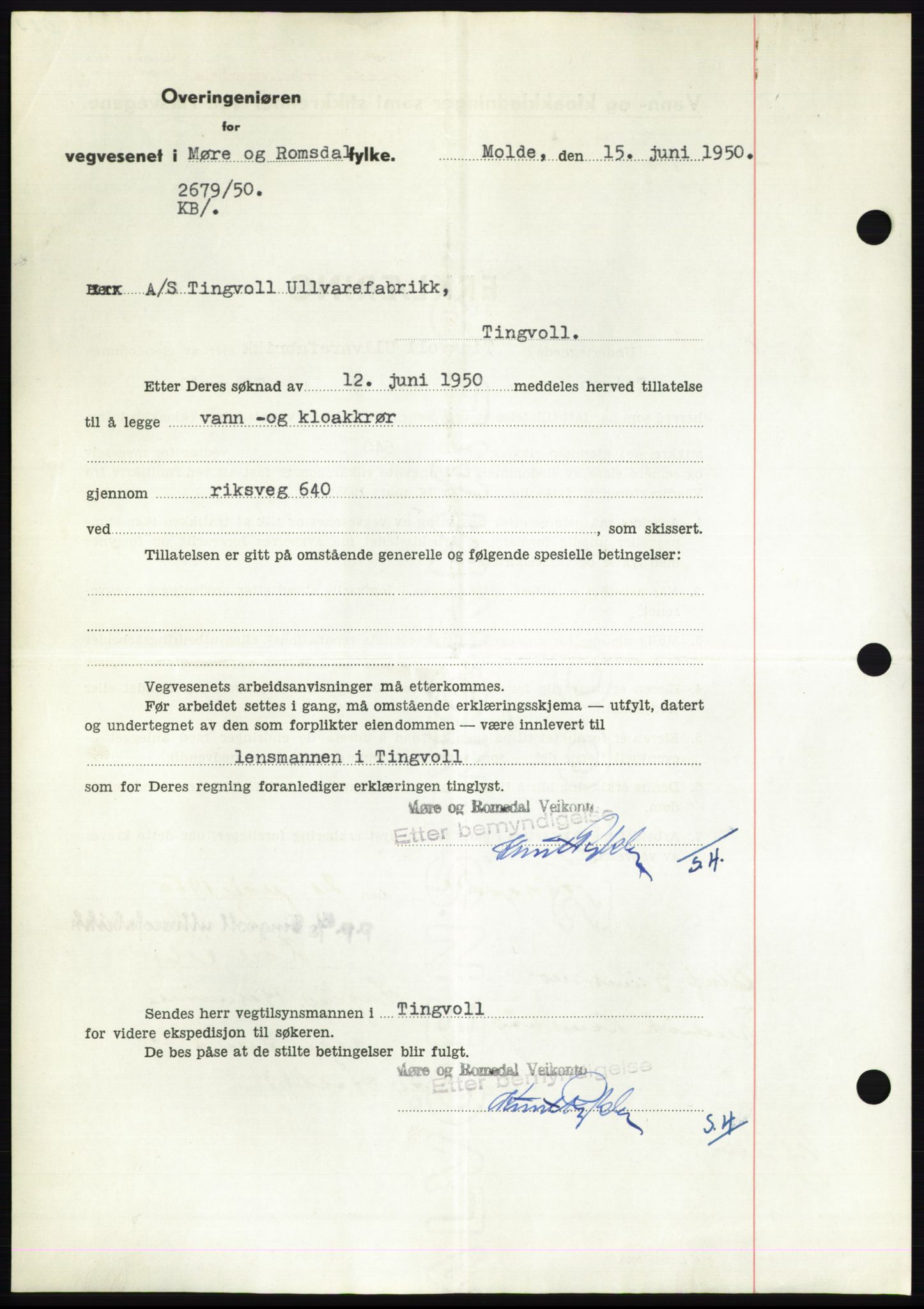 Nordmøre sorenskriveri, AV/SAT-A-4132/1/2/2Ca: Mortgage book no. B105, 1950-1950, Diary no: : 2471/1950