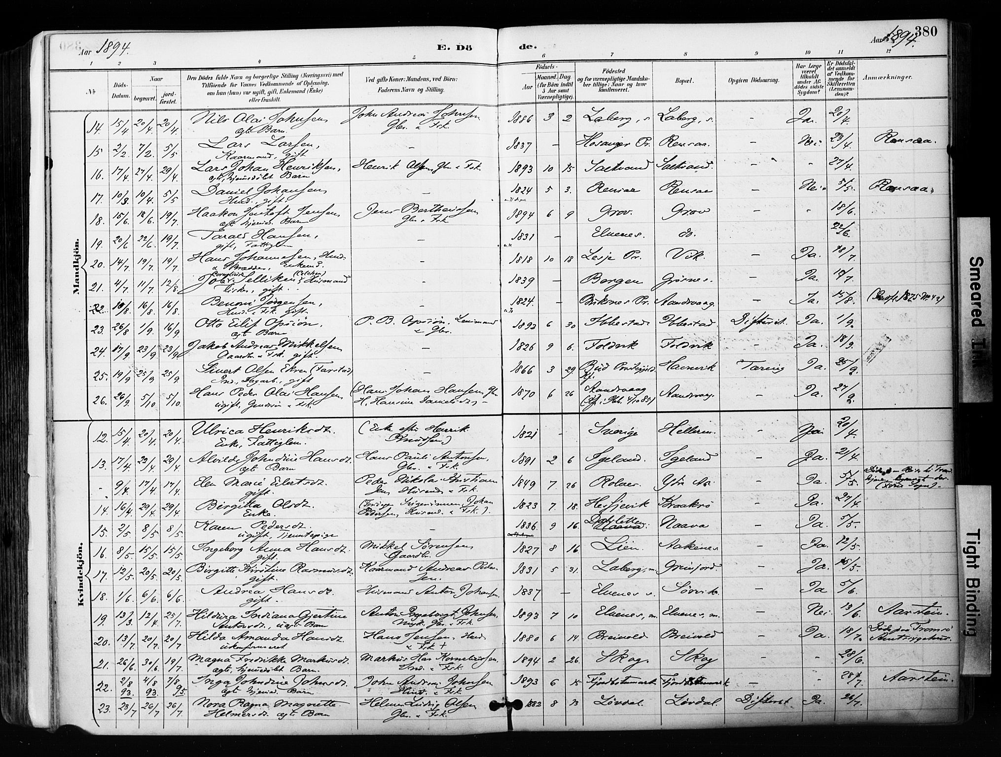 Ibestad sokneprestembete, SATØ/S-0077/H/Ha/Haa/L0012kirke: Parish register (official) no. 12, 1890-1900, p. 380