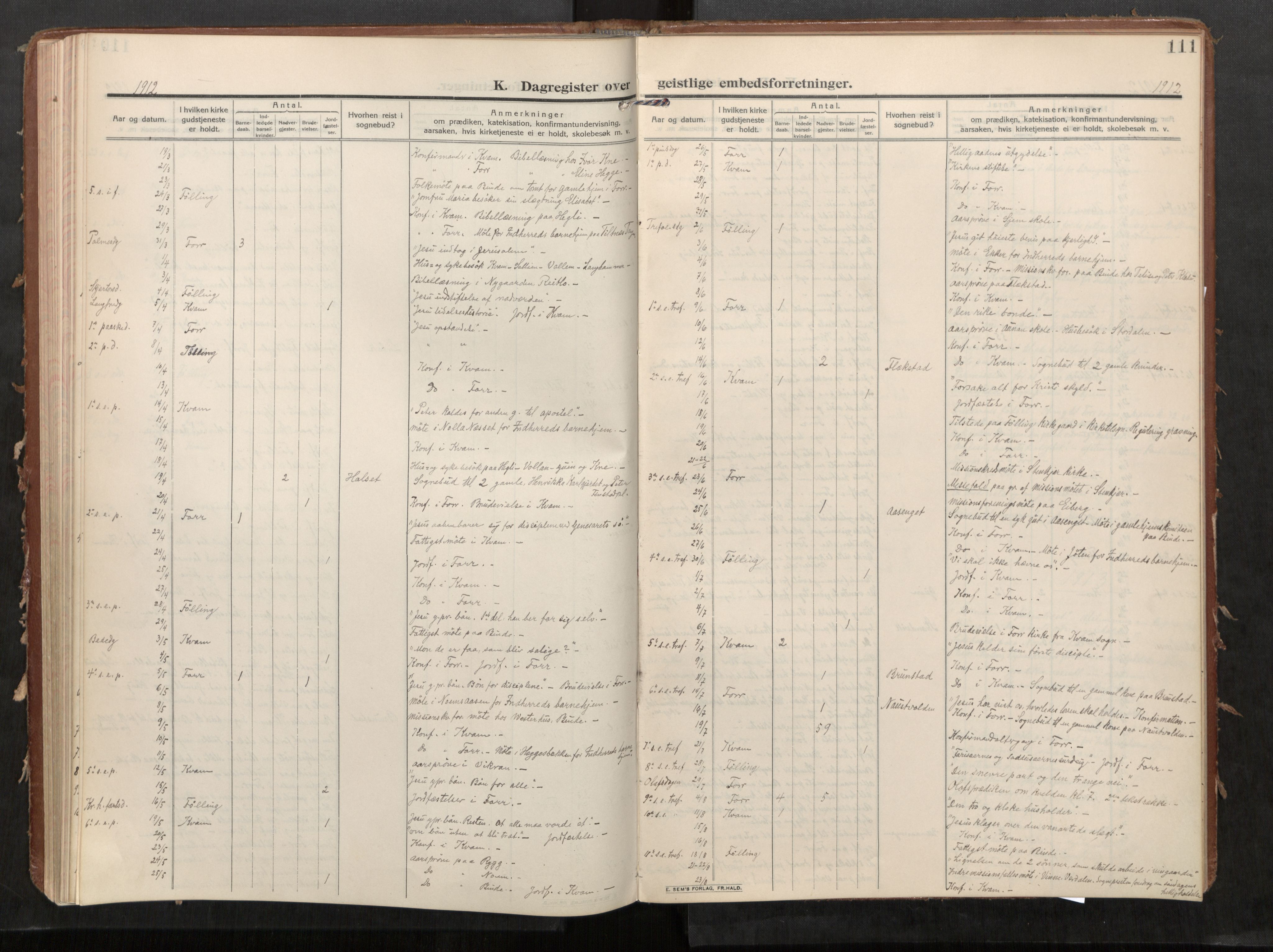Stod sokneprestkontor, SAT/A-1164/1/I/I1/I1a/L0002: Parish register (official) no. 2, 1909-1922, p. 111