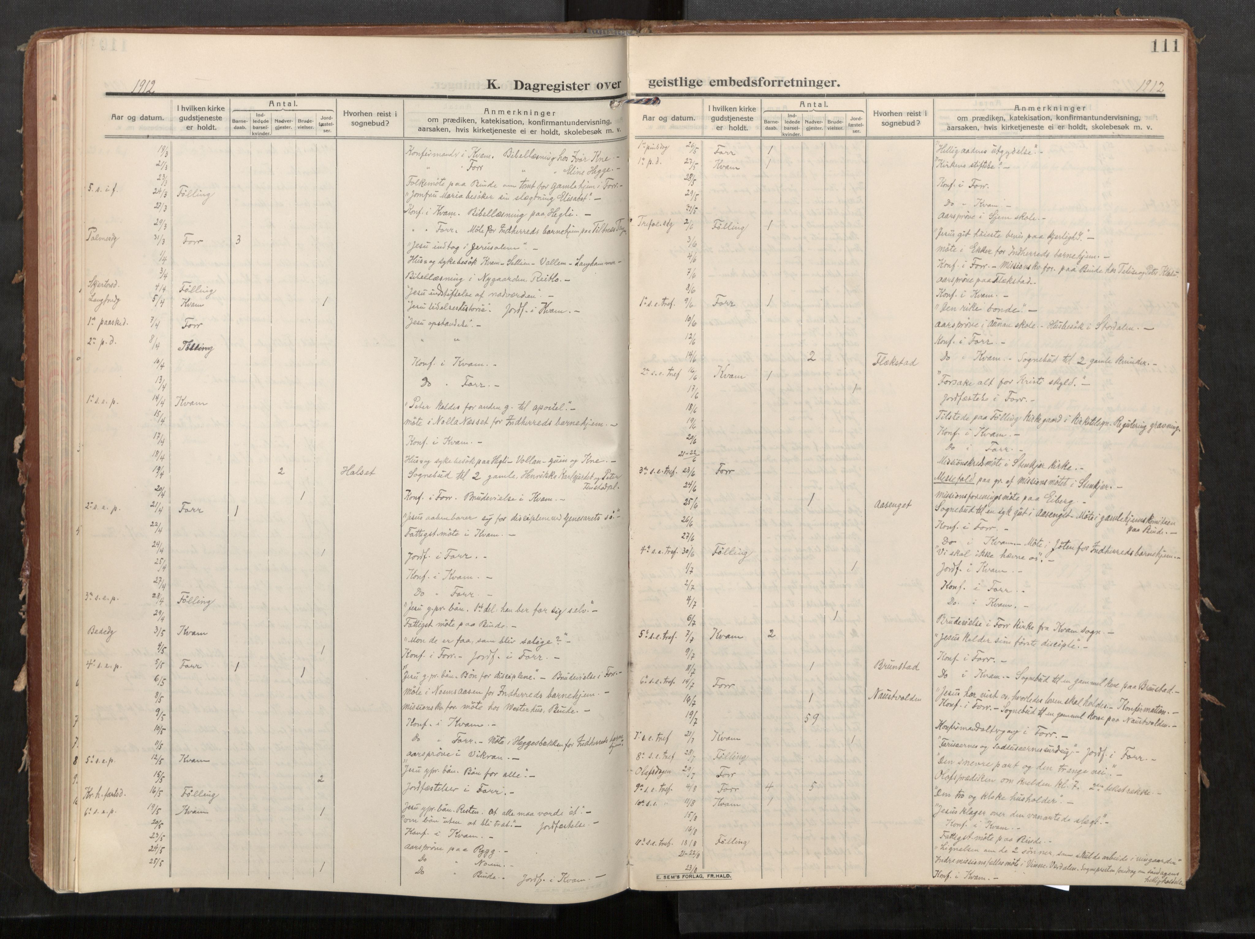 Stod sokneprestkontor, AV/SAT-A-1164/1/I/I1/I1a/L0002: Parish register (official) no. 2, 1909-1922, p. 111