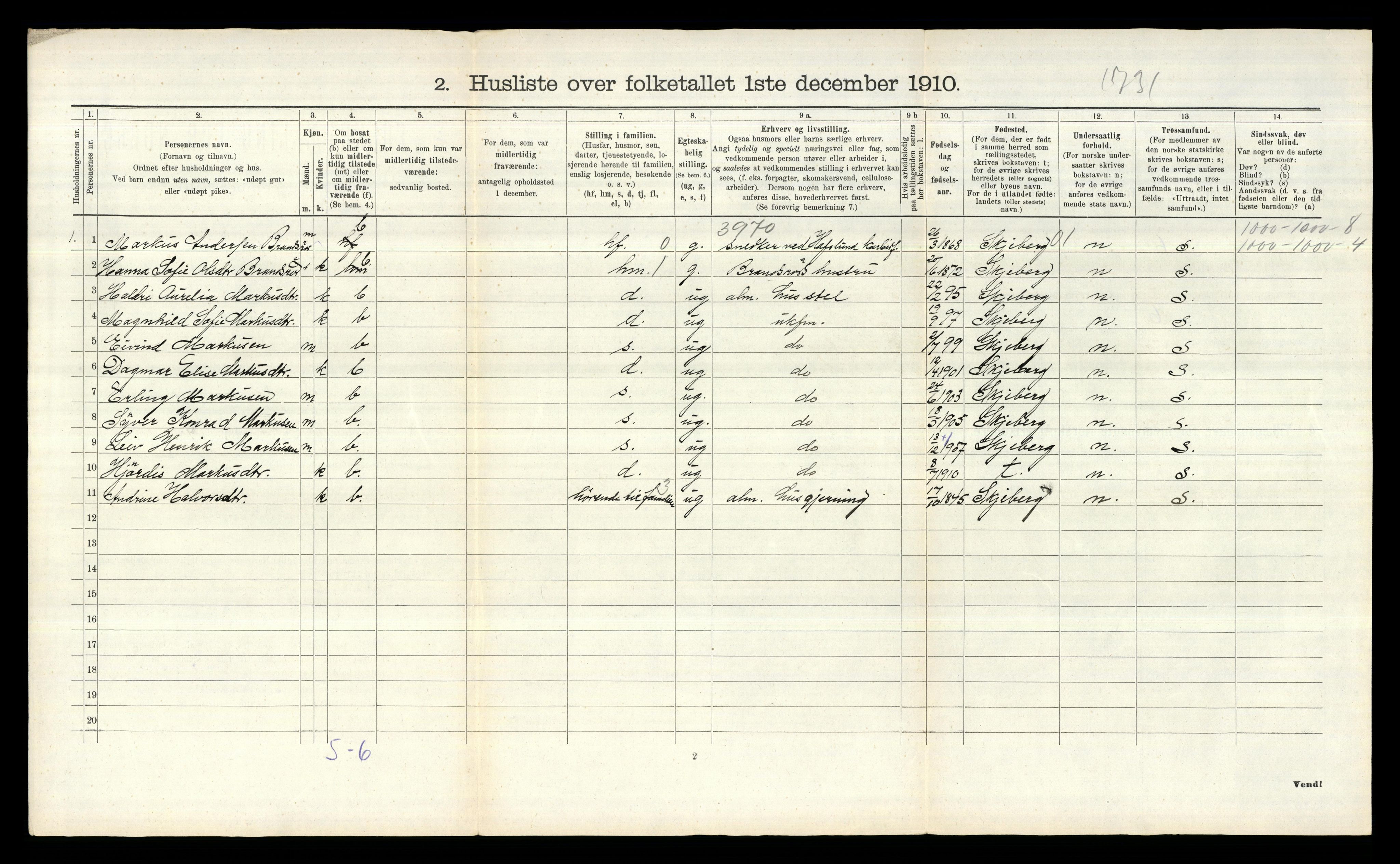 RA, 1910 census for Borge, 1910, p. 1211