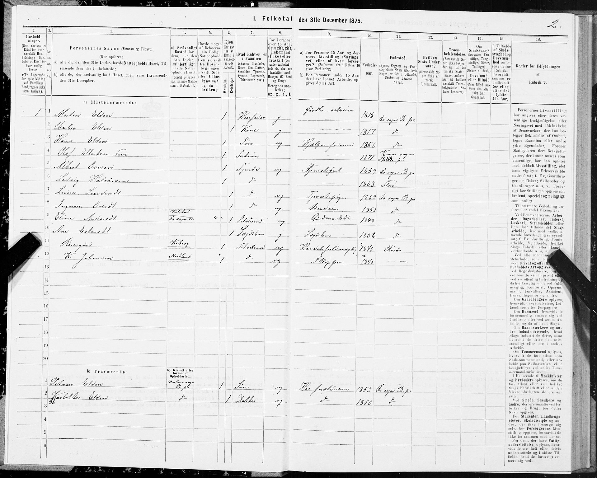 SAT, 1875 census for 1727P Beitstad, 1875, p. 5002